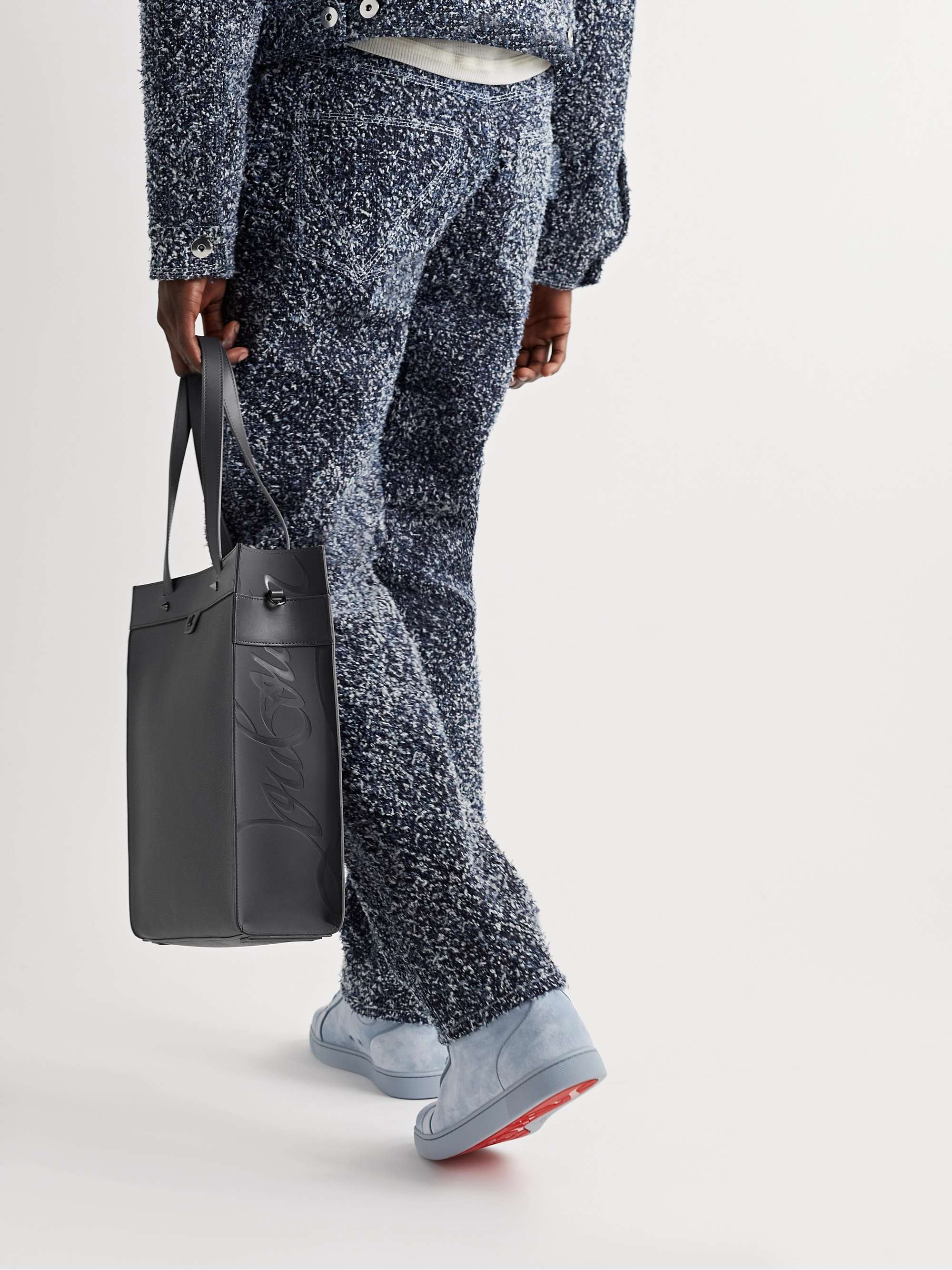 CHRISTIAN LOUBOUTIN Studded Leather and Rubber Tote for Men | MR PORTER