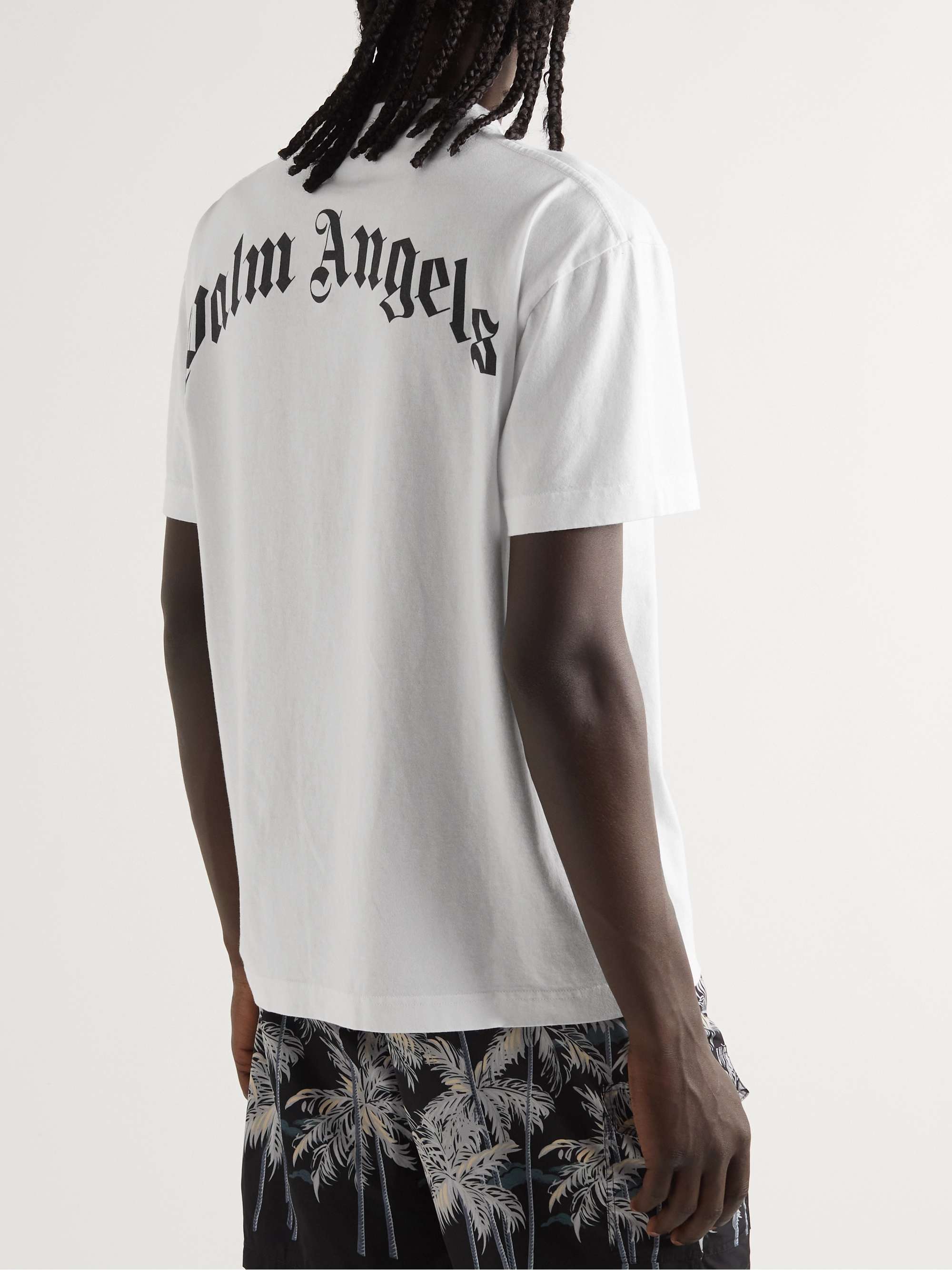 White Logo-Print Cotton-Jersey T-Shirt | PALM ANGELS | MR PORTER