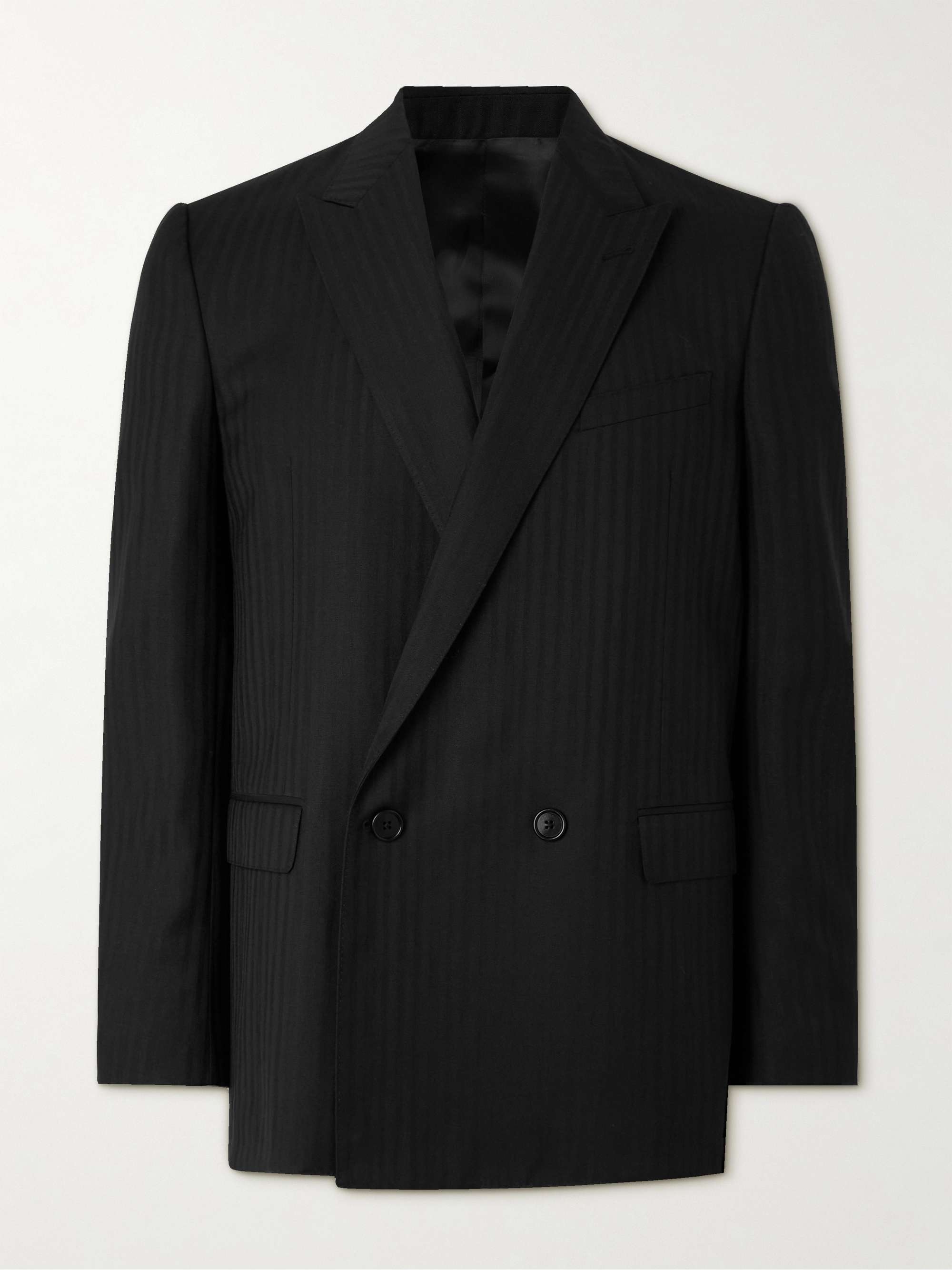 CELINE HOMME Double-Breasted Striped Wool and Mohair-Blend Blazer for ...