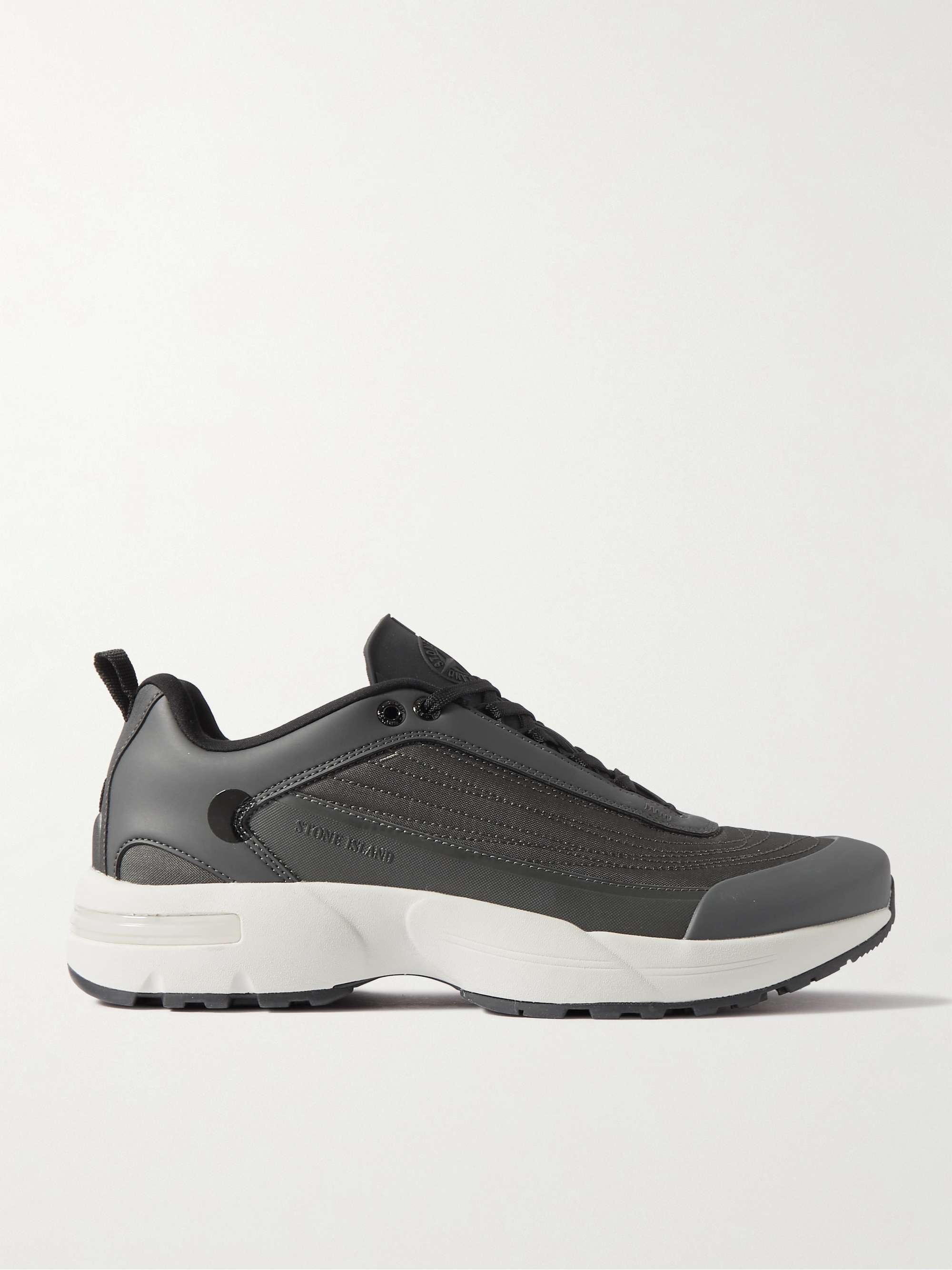STONE ISLAND Grime Rubber-Trimmed Canvas Sneakers | MR PORTER