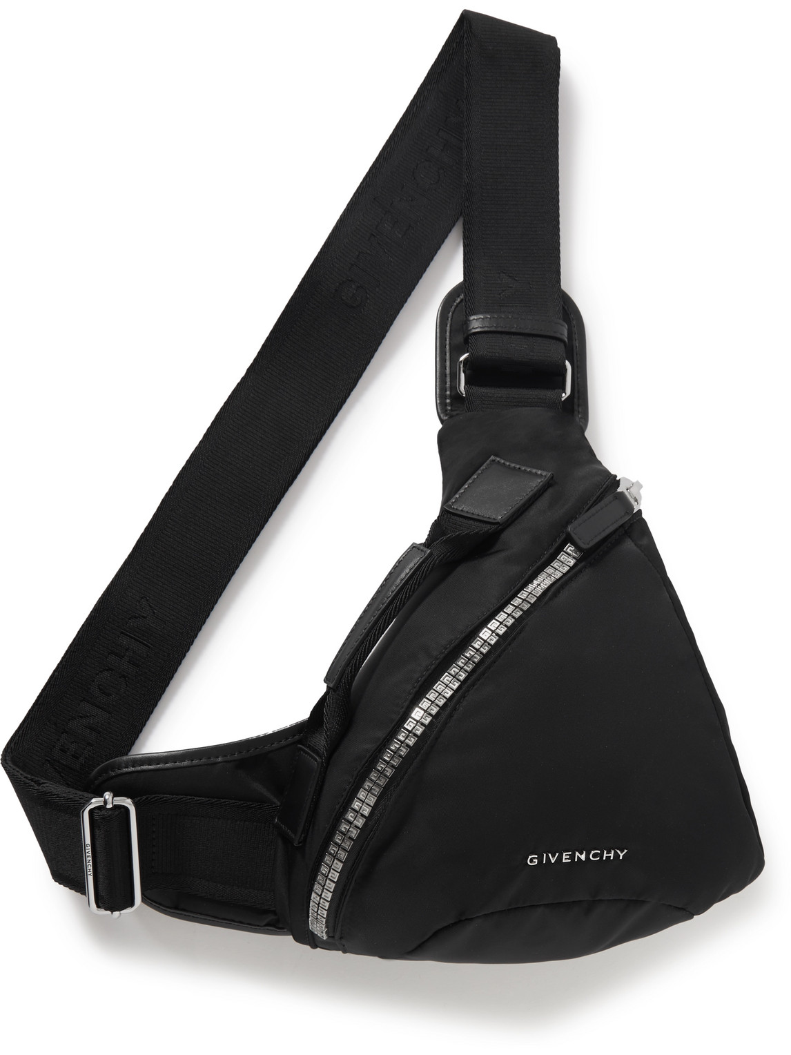 Givenchy G-zip Leather-trimmed Nylon Belt Bag In Black | ModeSens