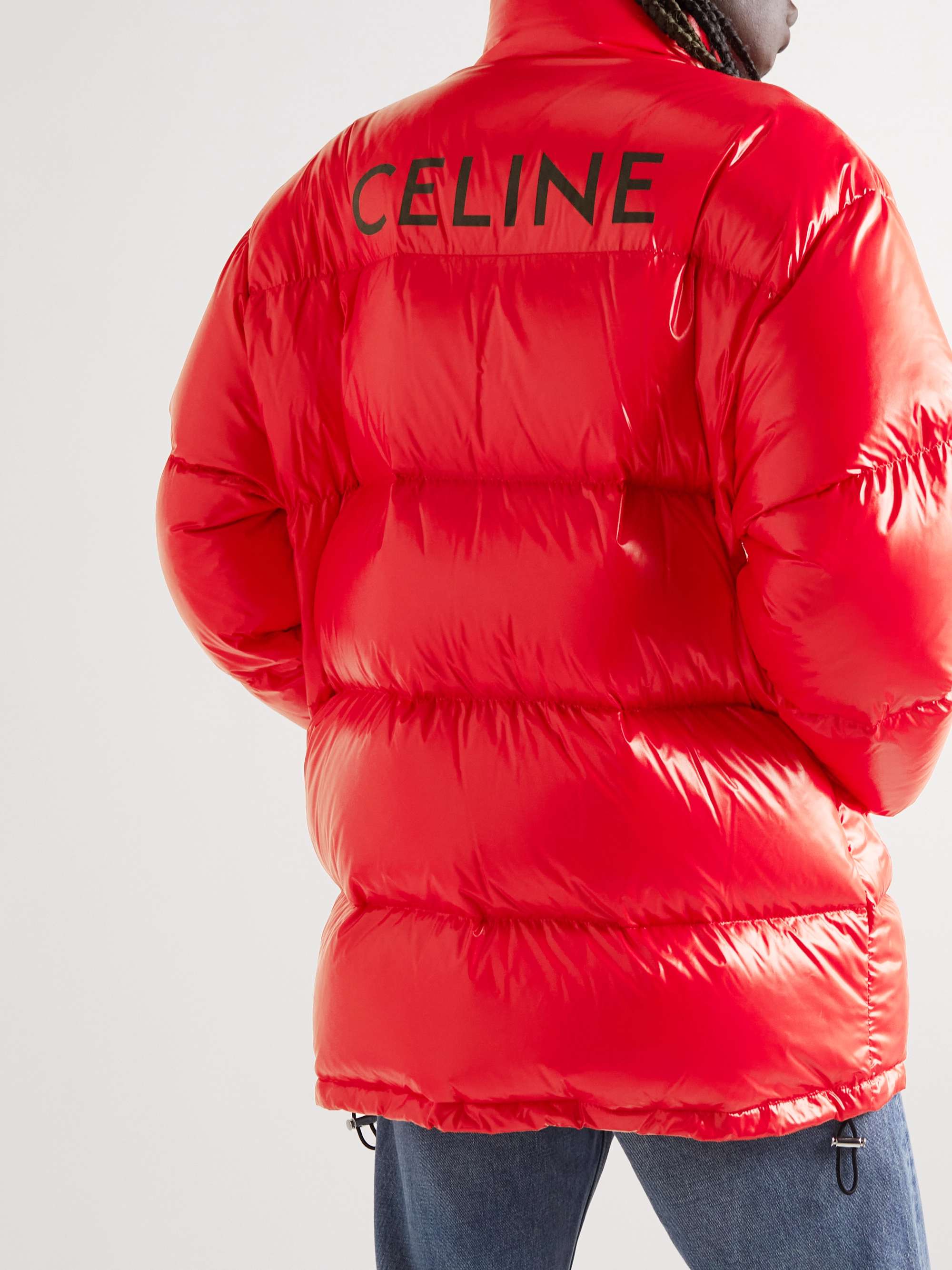 CELINE HOMME Logo-Print Quilted Glossed-Nylon Down Jacket | MR PORTER