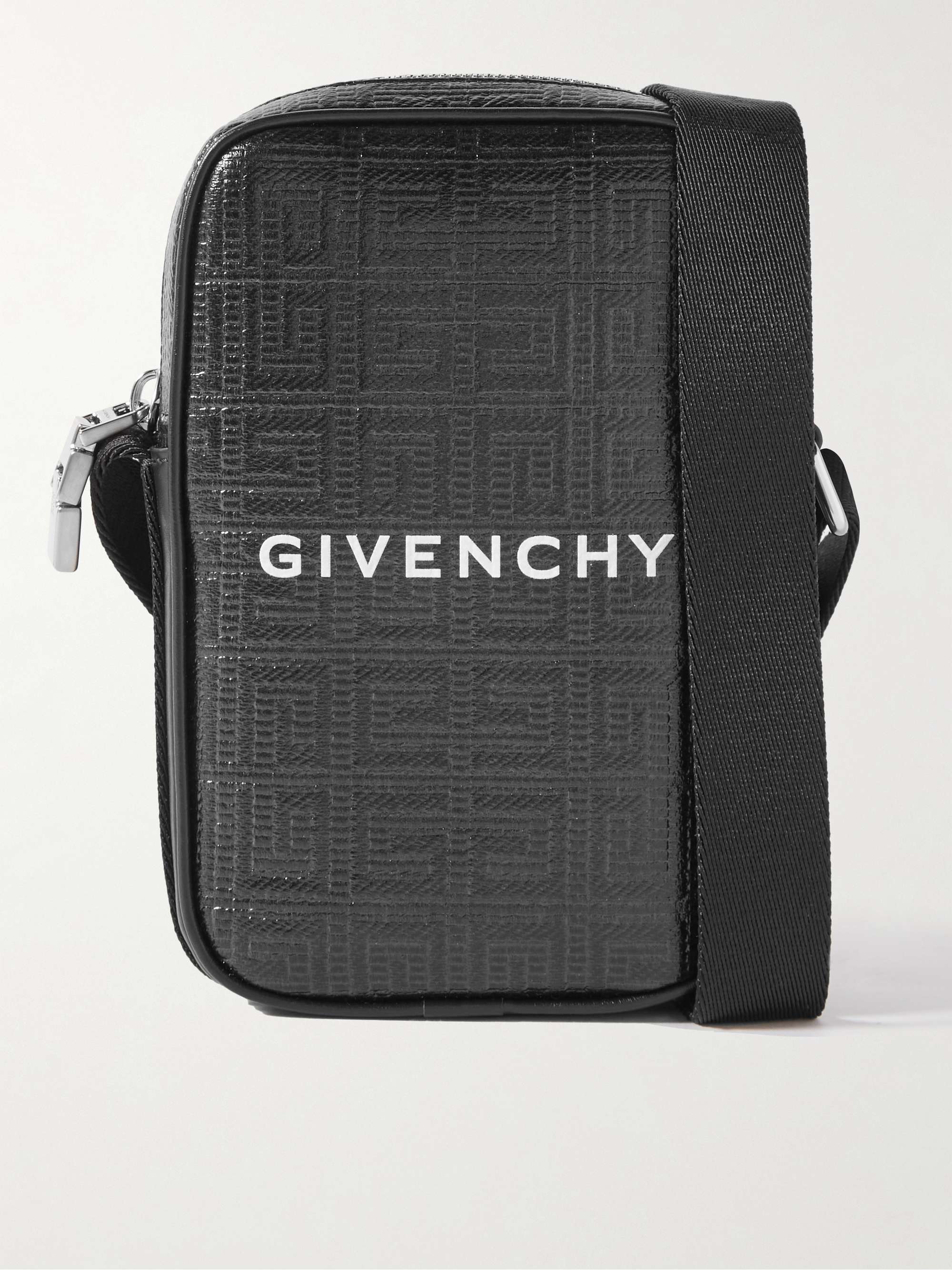 GIVENCHY Leather-Trimmed Logo-Embossed Coated-Canvas Messenger Bag for Men  | MR PORTER