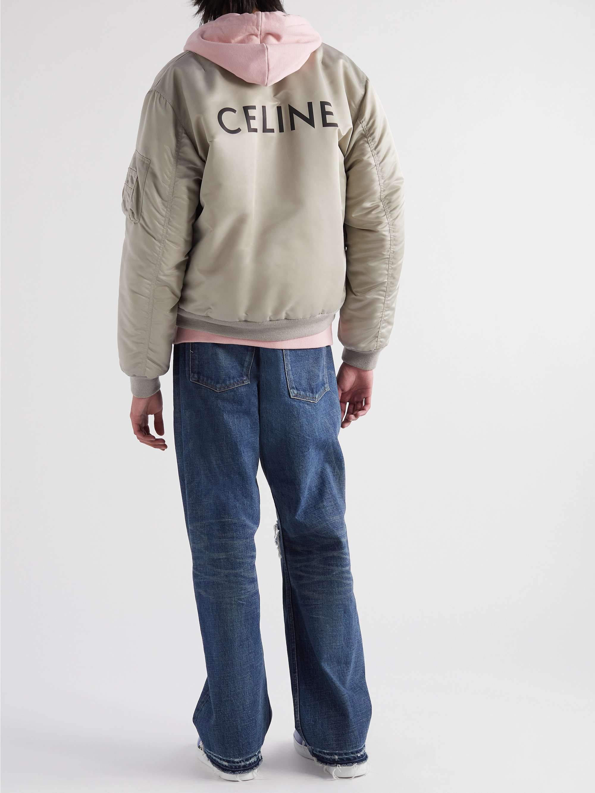 CELINE HOMME Logo-Print Chain-Embellished Nylon Bomber Jacket | MR PORTER