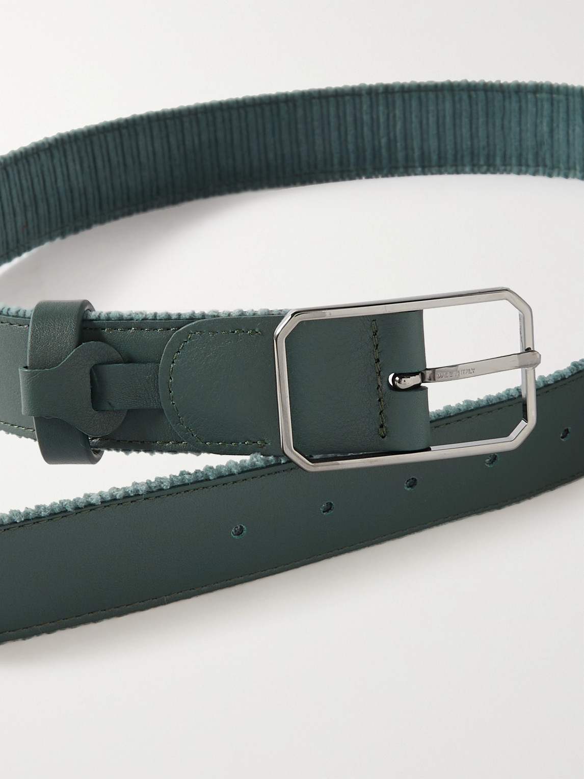Shop Loro Piana 4cm Cotton-blend Corduroy And Leather Belt In Green