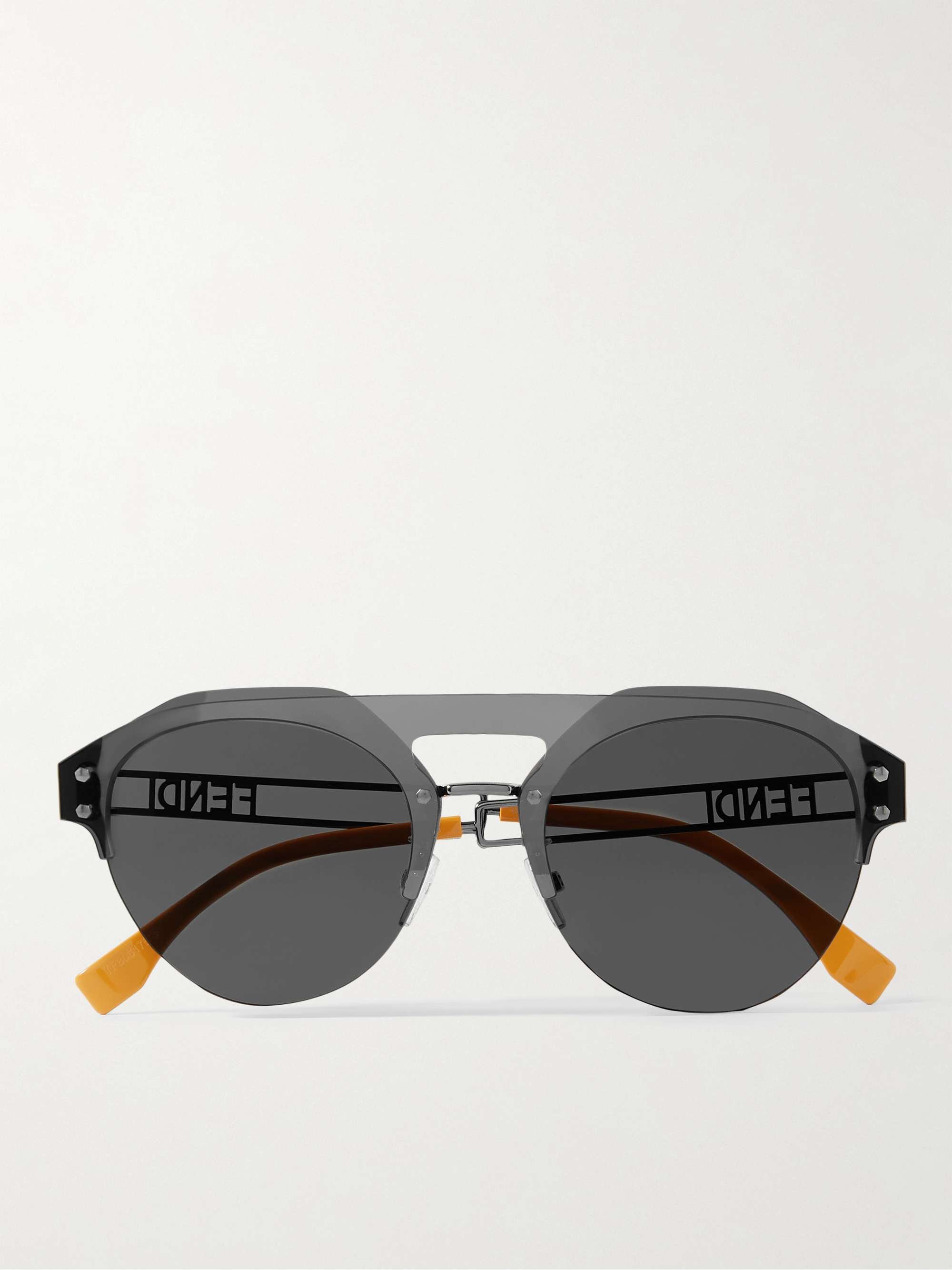 FENDI Aviator-Style Ruthenium Sunglasses for Men | MR PORTER