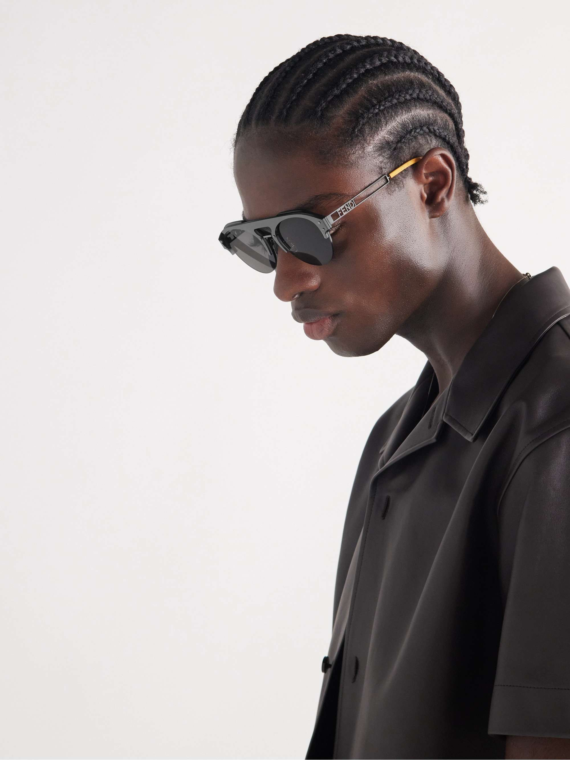 FENDI Aviator-Style Ruthenium Sunglasses for Men | MR PORTER