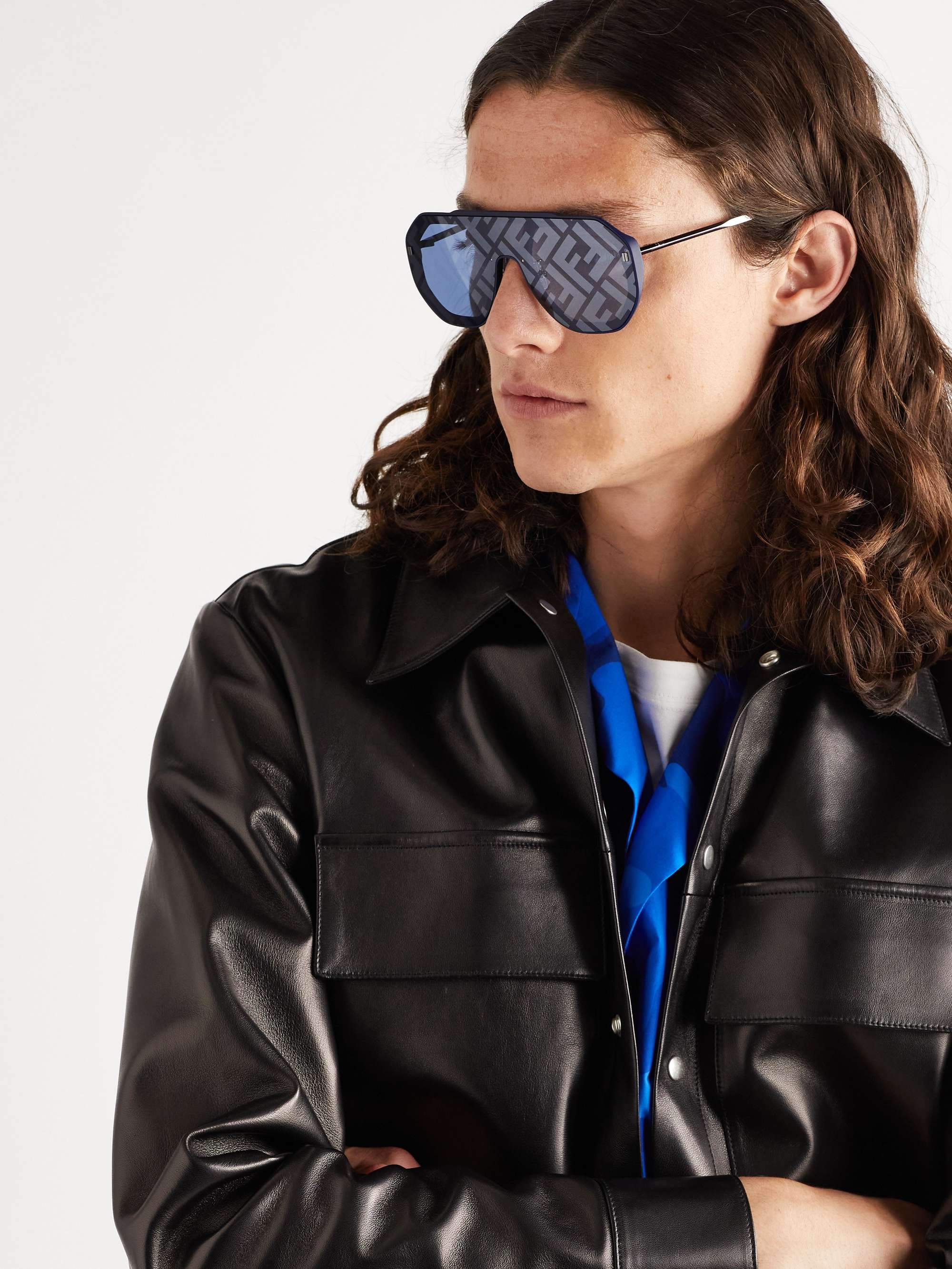 FENDI Aviator-Style Logo-Print Silver-Tone and Acetate Sunglasses for Men |  MR PORTER