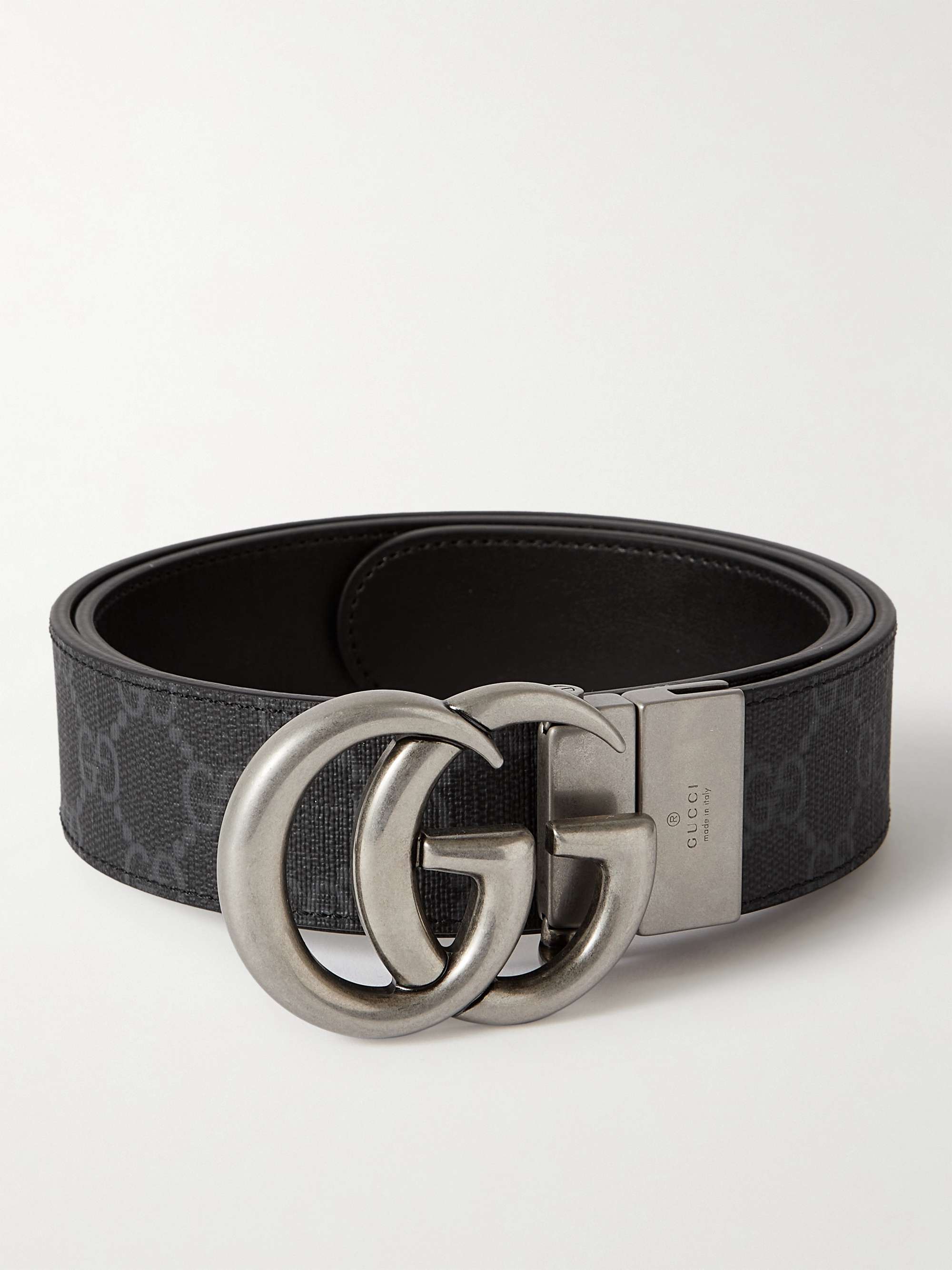 Gucci 3cm Marmont Reversible Monogrammed Supreme Coated-canvas Belt - Men - Black Belts