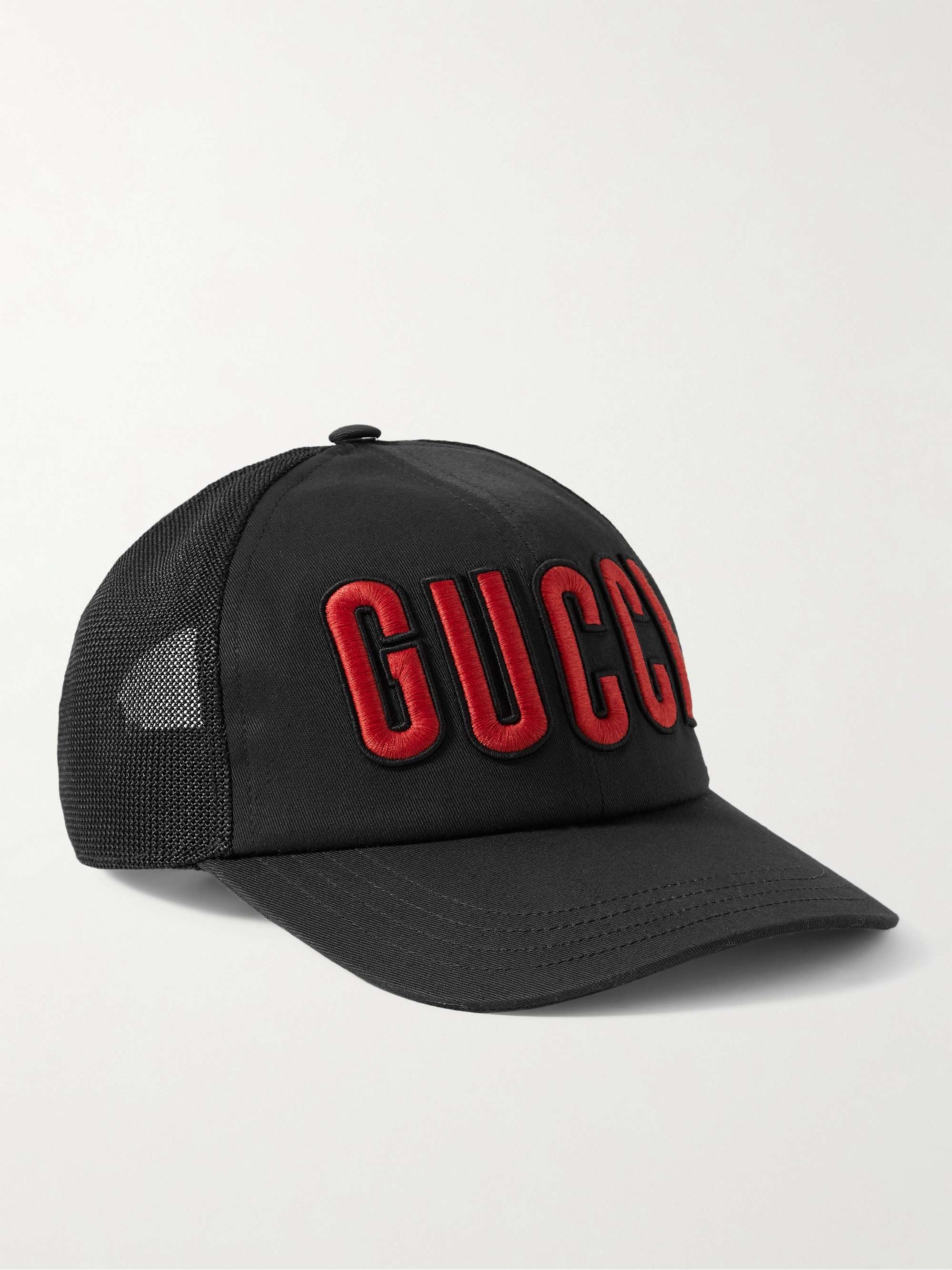 GUCCI Logo-Appliquéd Cotton-Twill and Mesh Baseball Cap | MR PORTER