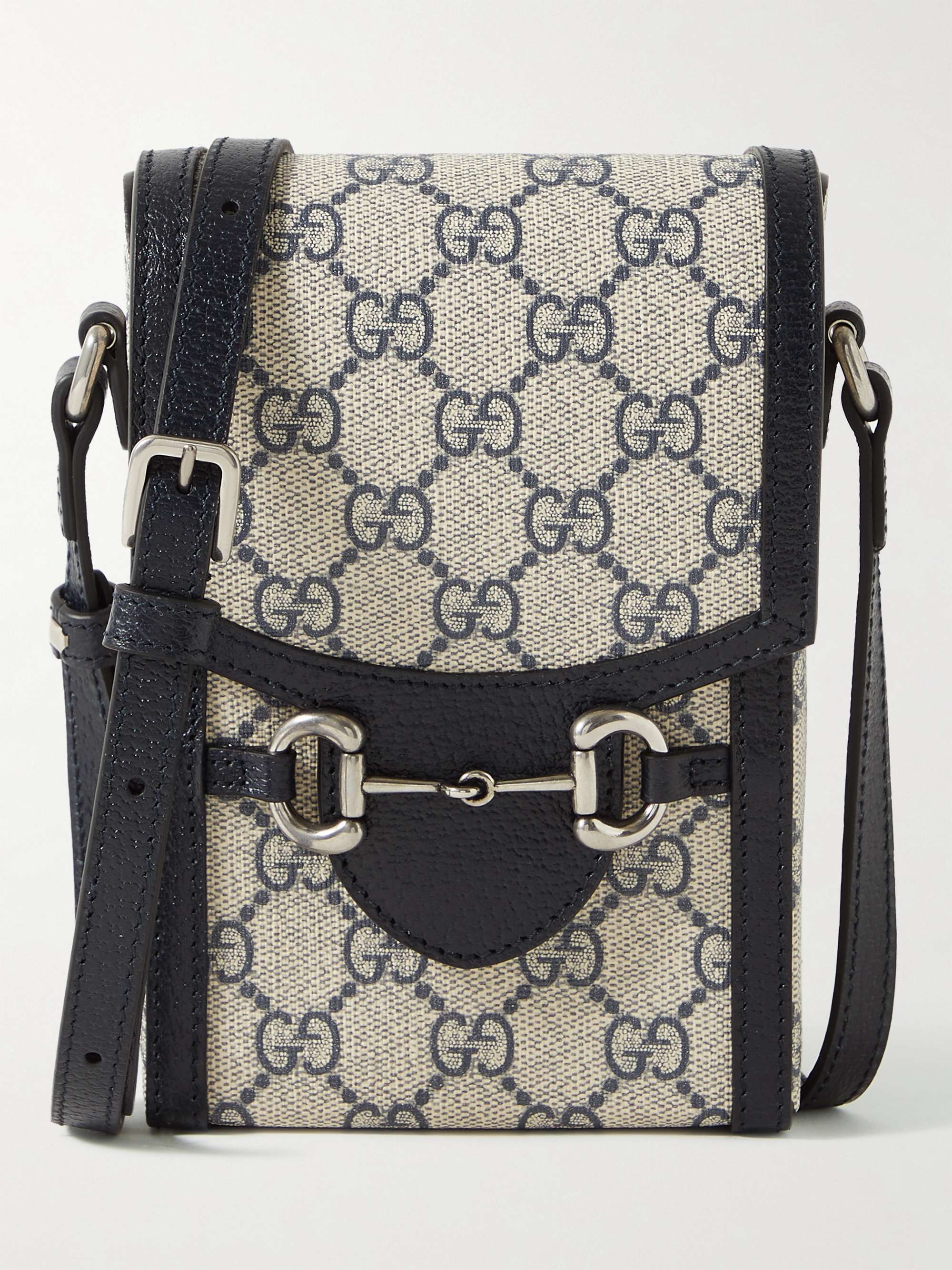 GUCCI Horsebit 1955 Mini Leather-Trimmed Monogrammed Supreme Coated-Canvas Messenger  Bag for Men | MR PORTER