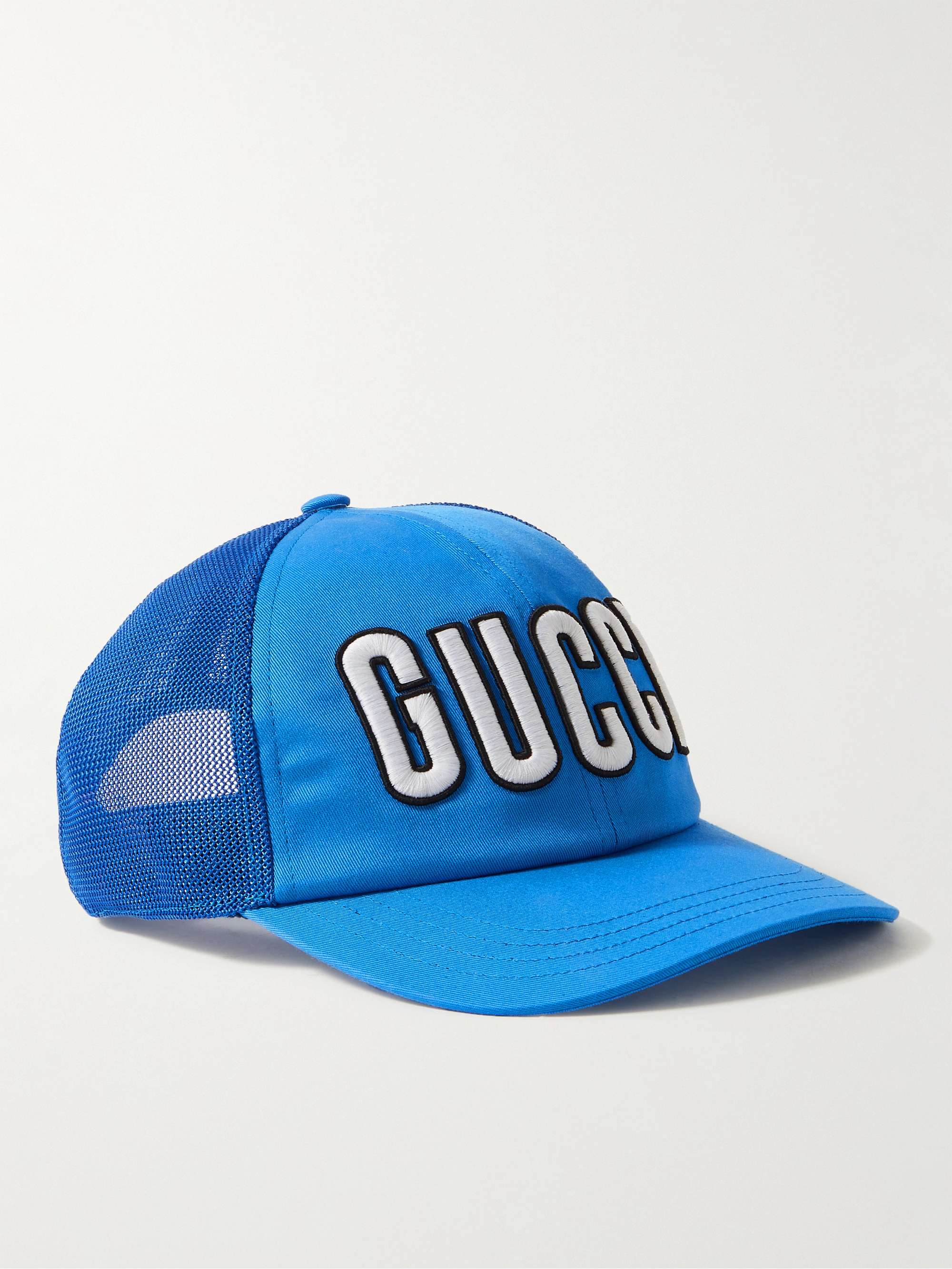 GUCCI Logo-Appliquéd Cotton-Twill and Mesh Baseball Cap | MR PORTER