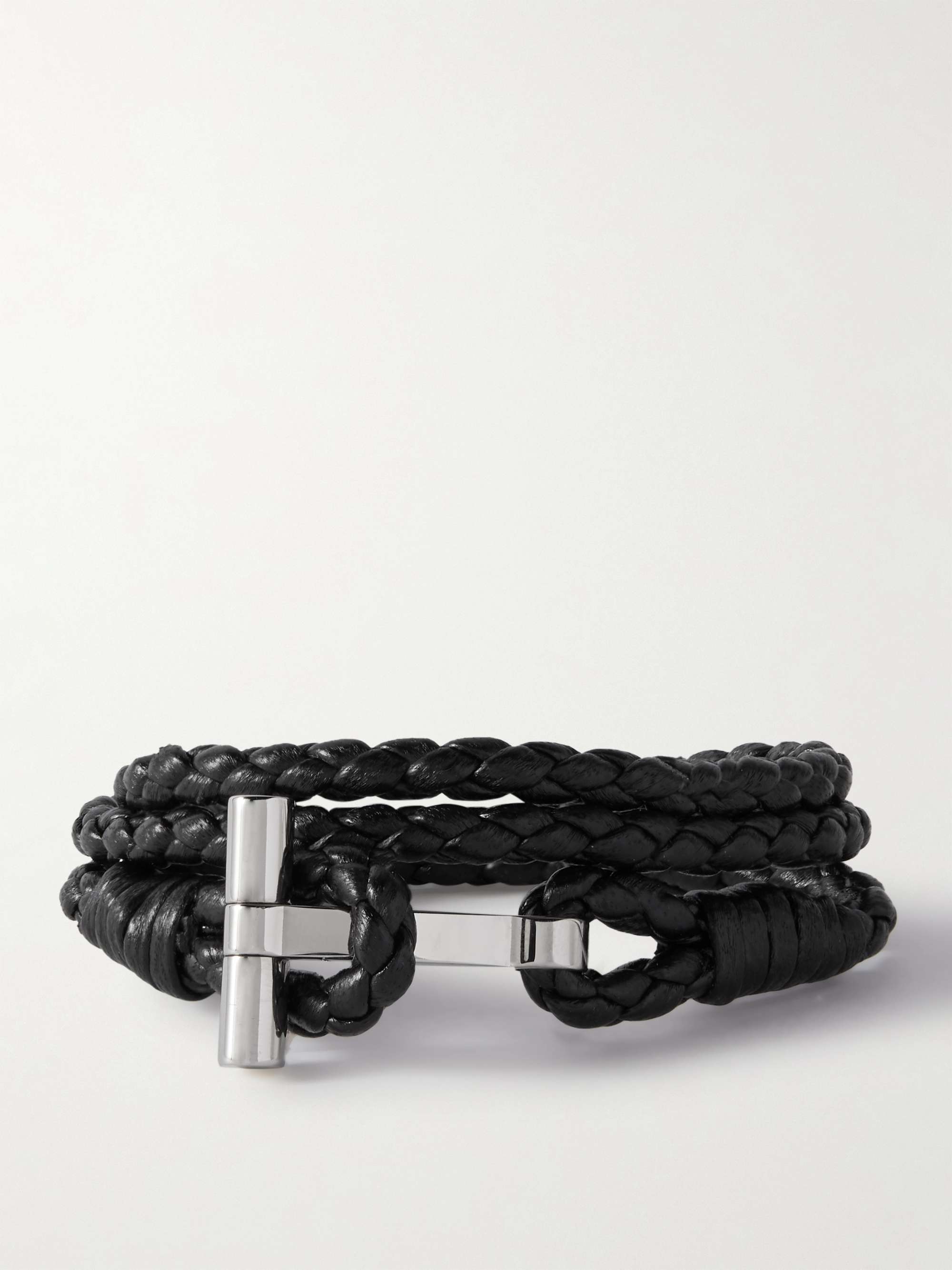 TOM FORD Woven Leather and Silver-Tone Wrap Bracelet | MR PORTER