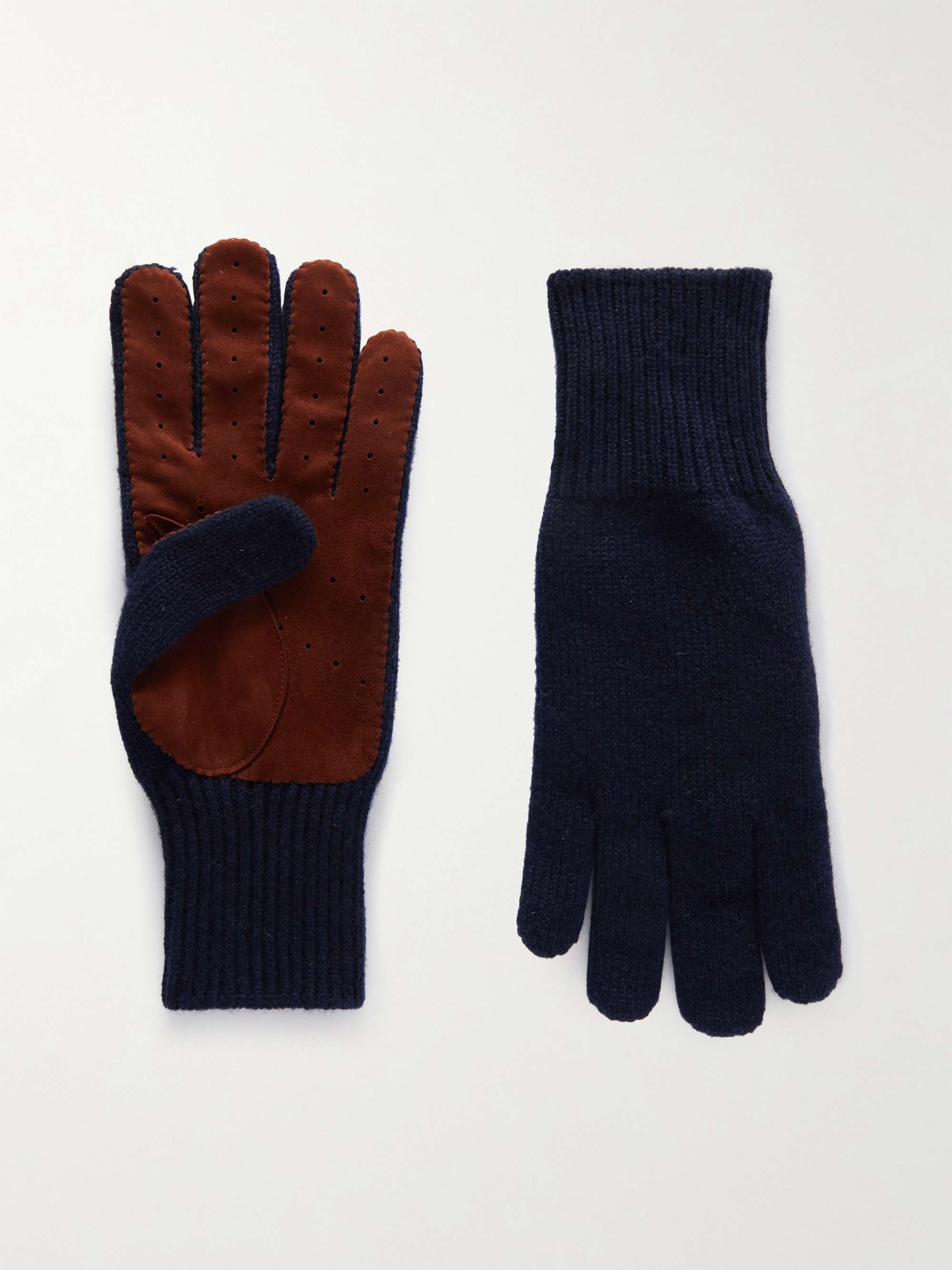 Navy Suede-Trimmed Cashmere Gloves | BRUNELLO CUCINELLI | MR PORTER