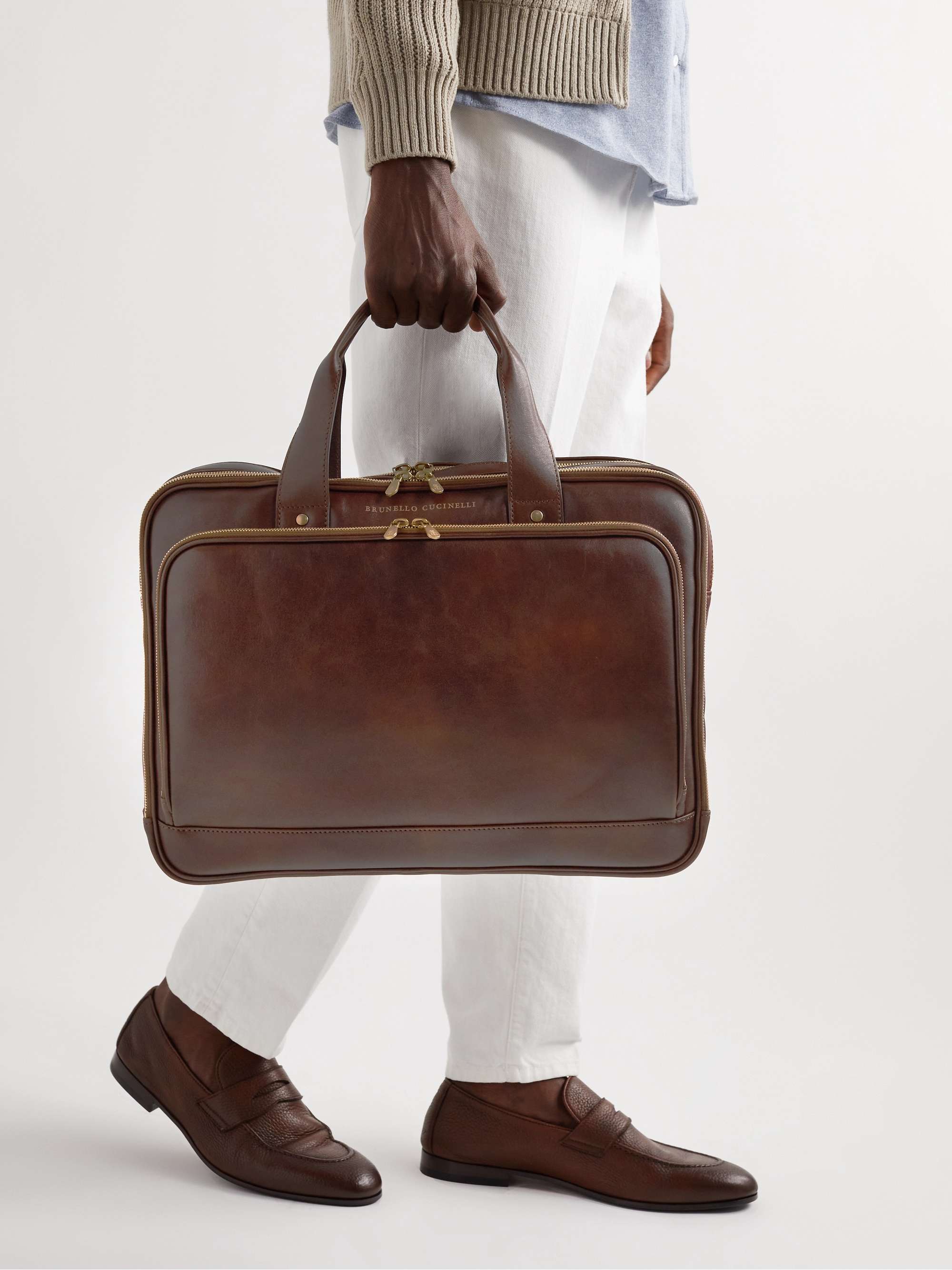BRUNELLO CUCINELLI Leather Briefcase for Men | MR PORTER