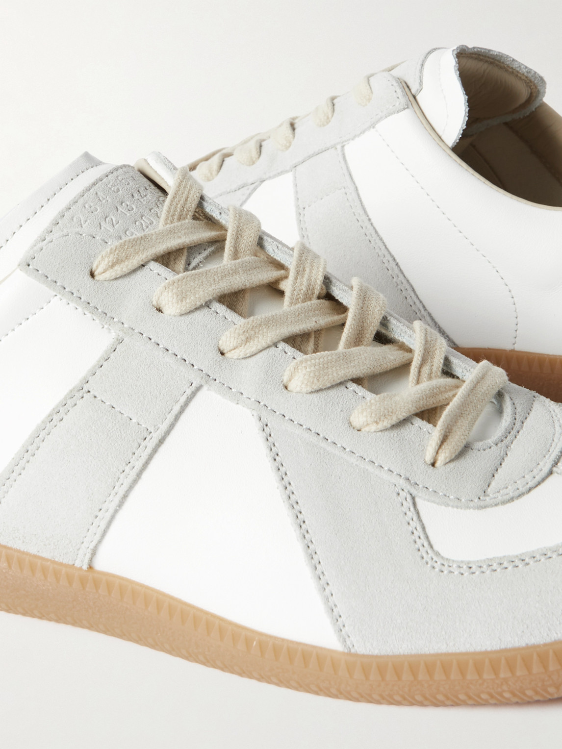 Shop Maison Margiela Replica Leather And Suede Sneakers In White