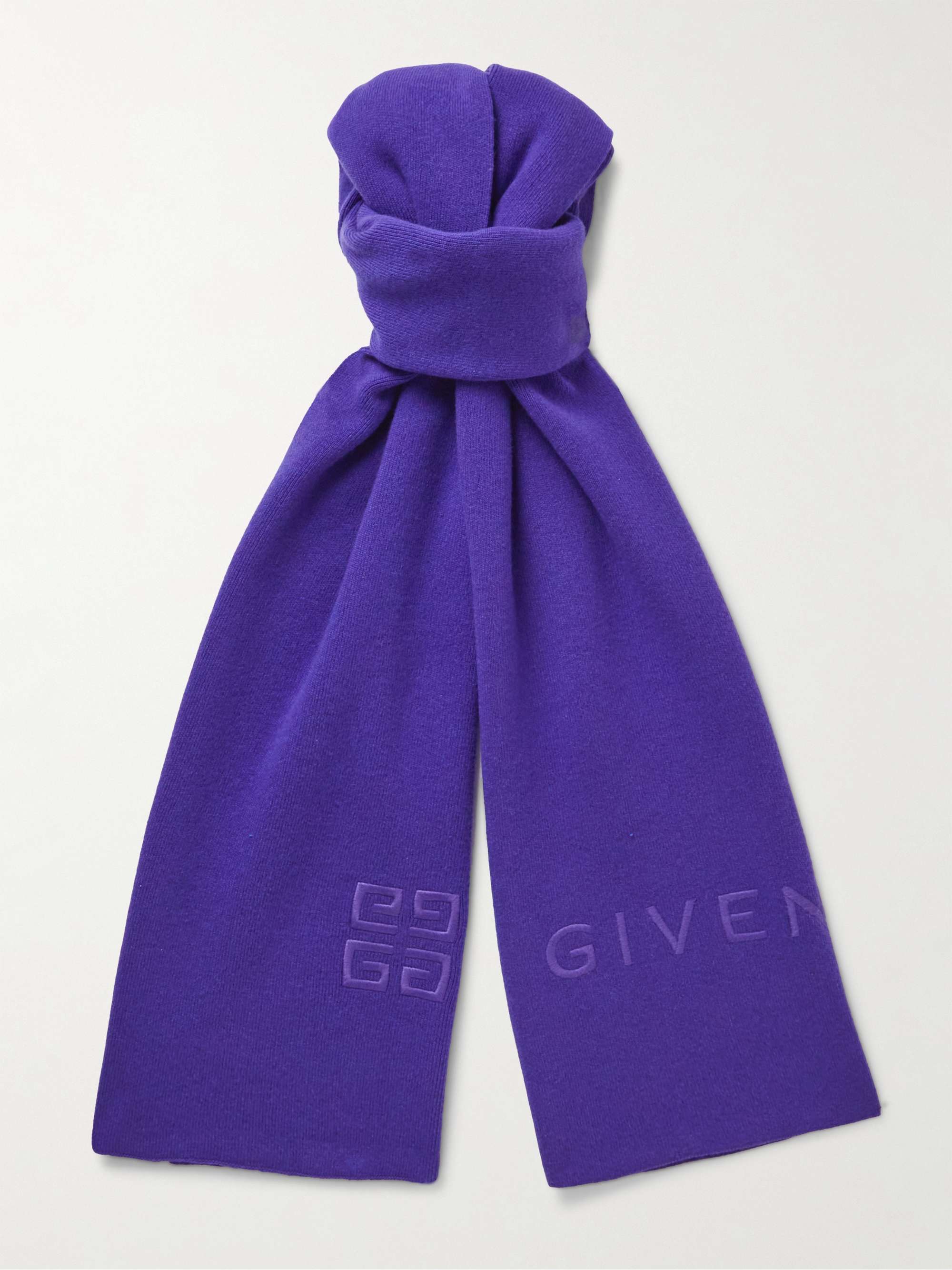 Logo-Embroidered Wool and Cashmere-Blend Scarf