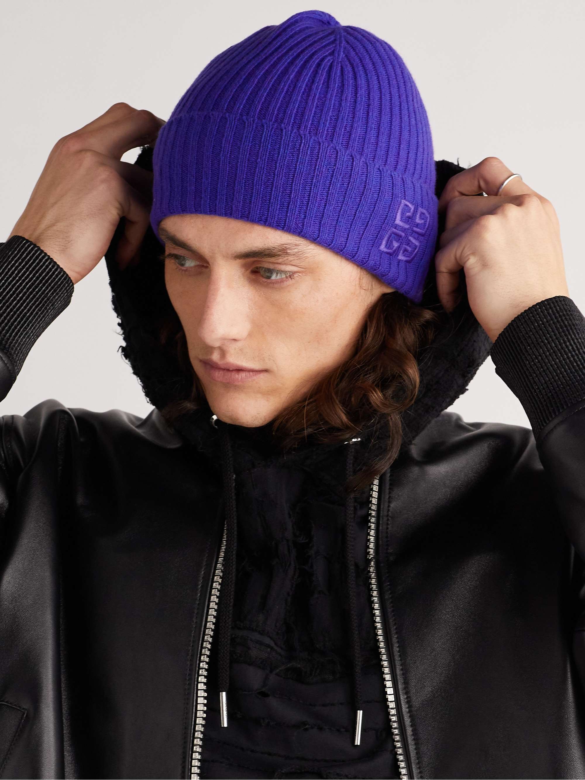 GIVENCHY Logo-Embroidered Ribbed Wool and Cashmere-Blend Beanie for Men |  MR PORTER