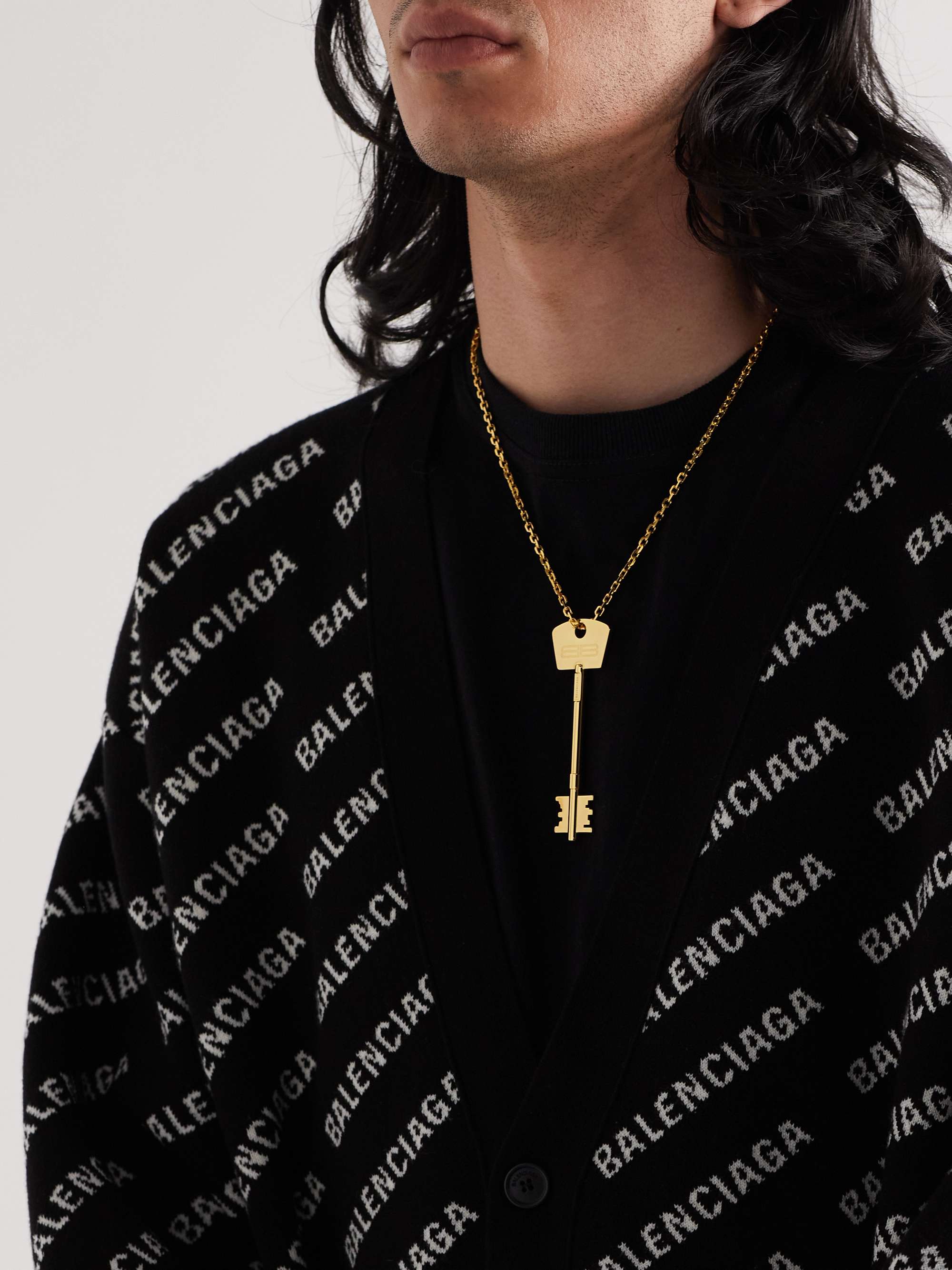 BALENCIAGA Engraved Gold-Tone Pendant Necklace for Men | MR PORTER