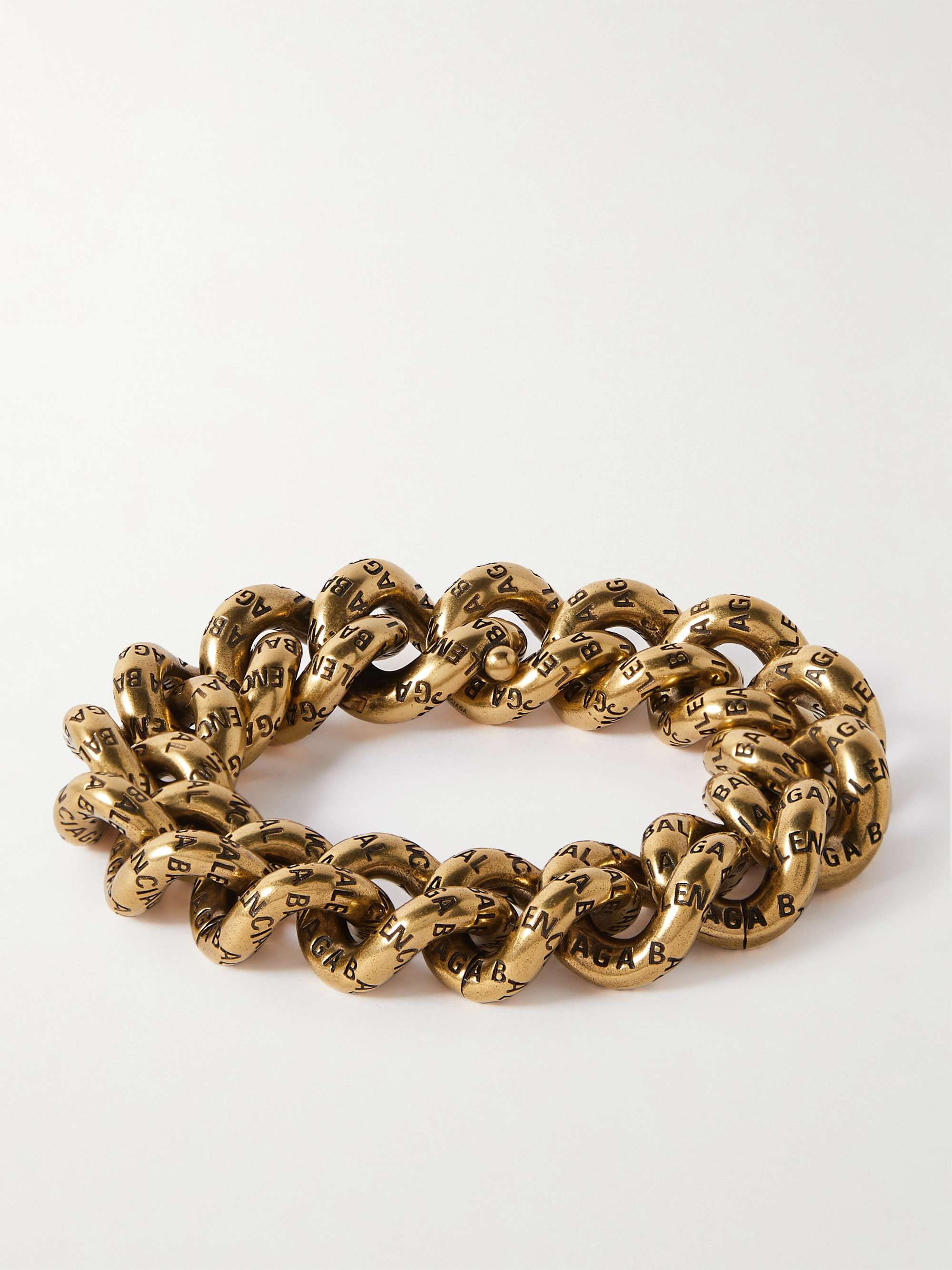 BALENCIAGA Logo-Engraved Gold-Tone Bracelet | MR PORTER