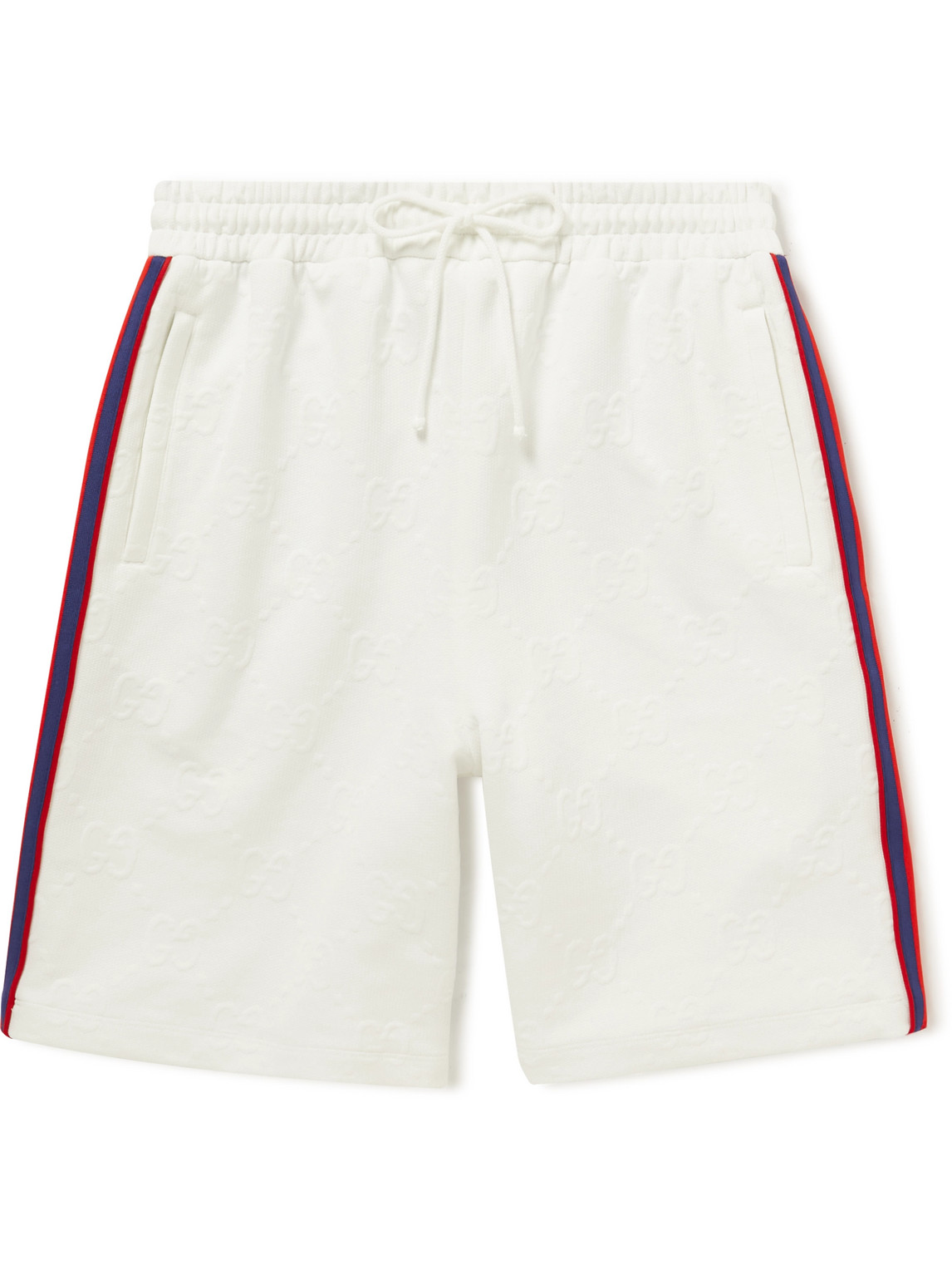 Gucci - Straight-Leg Striped Logo-Jacquard Tech-Jersey Drawstring Shorts -  Men - White - S for Men