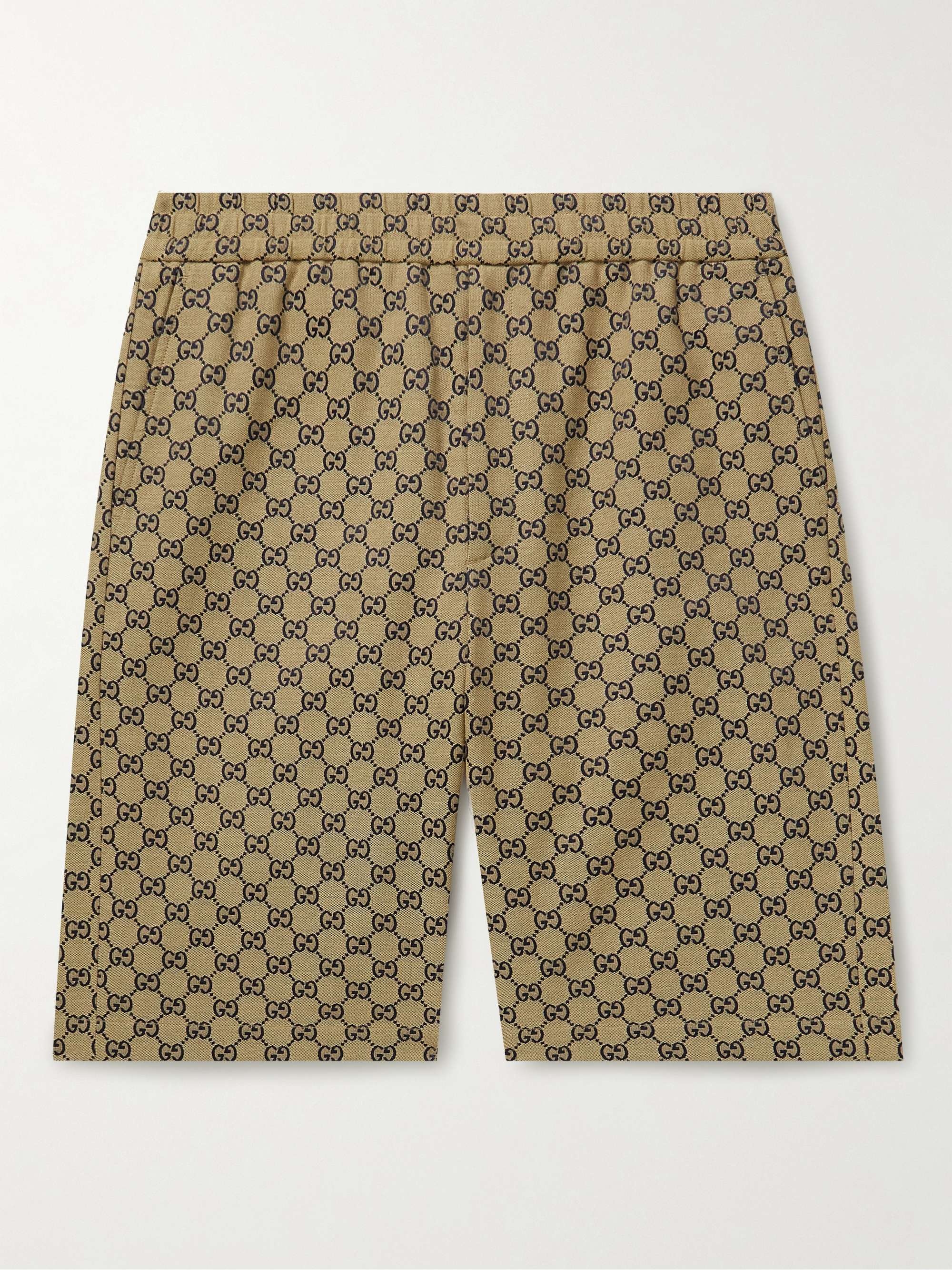 GUCCI Wide-Leg Logo-Jacquard Cotton-Blend Drawstring Shorts for Men | MR  PORTER