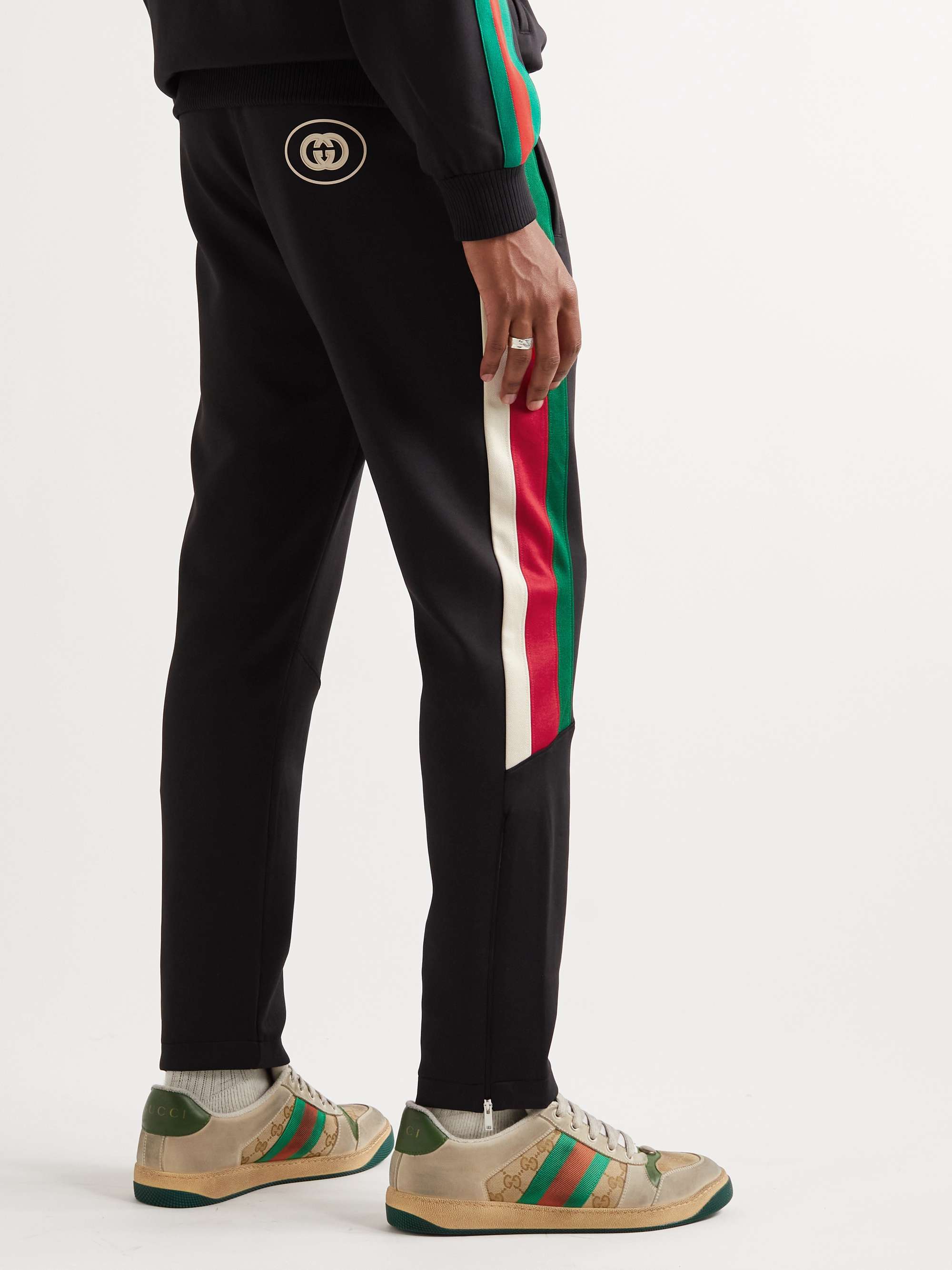 GUCCI Straight-Leg Striped Webbing-Trimmed Jersey Sweatpants for Men | MR  PORTER