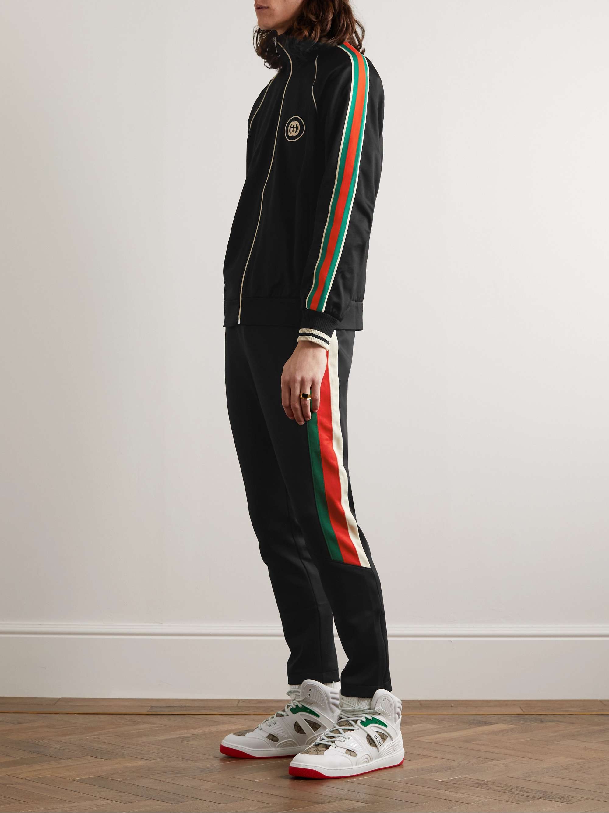 GUCCI Logo-Appliquéd Striped Tech-Jersey Track Jacket for Men | MR PORTER