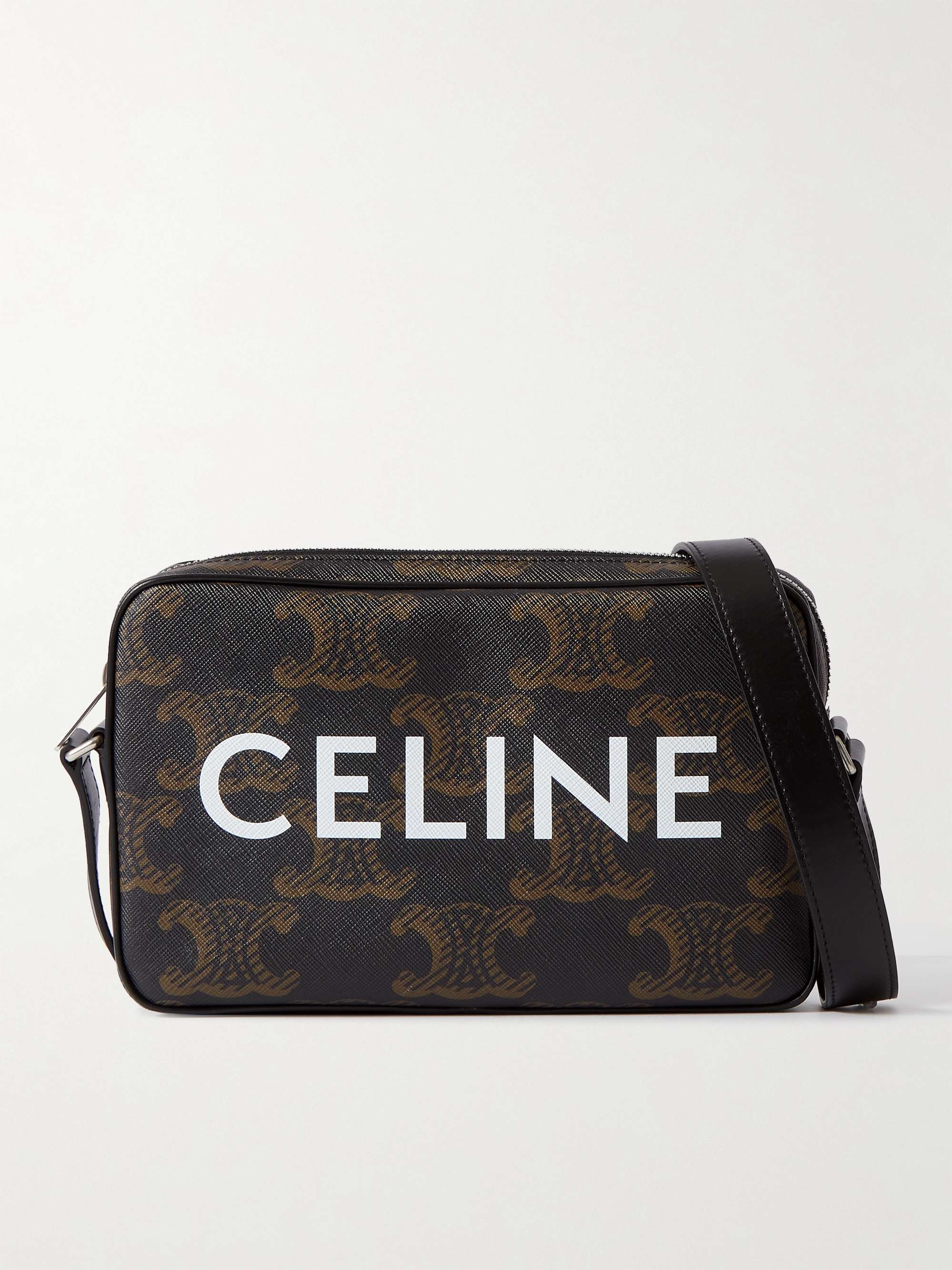 CELINE HOMME Triomphe Leather-Trimmed Logo-Print Coated-Canvas Messenger Bag  for Men | MR PORTER