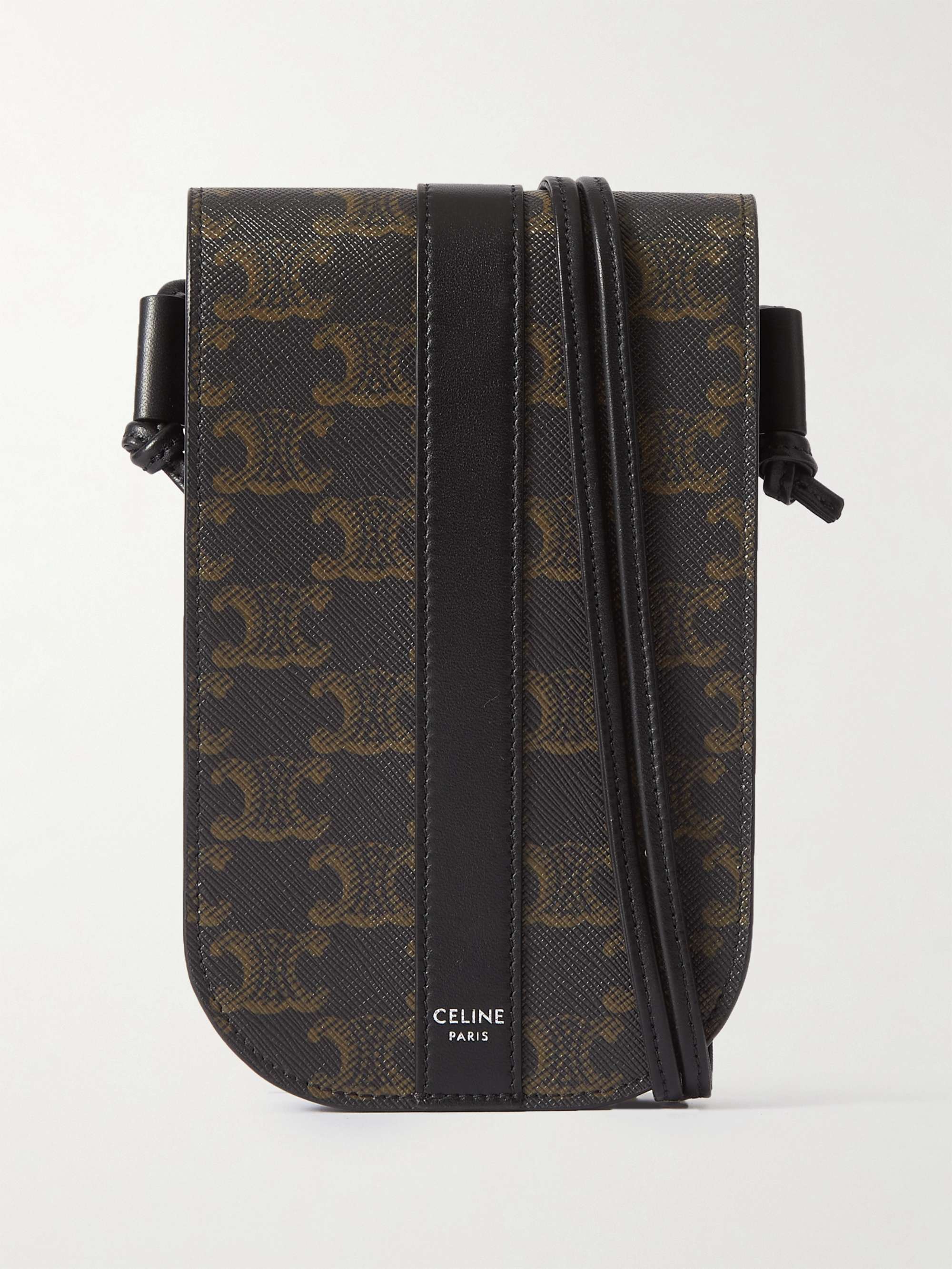 Phone Pouch in Triomphe Canvas and Calfskin