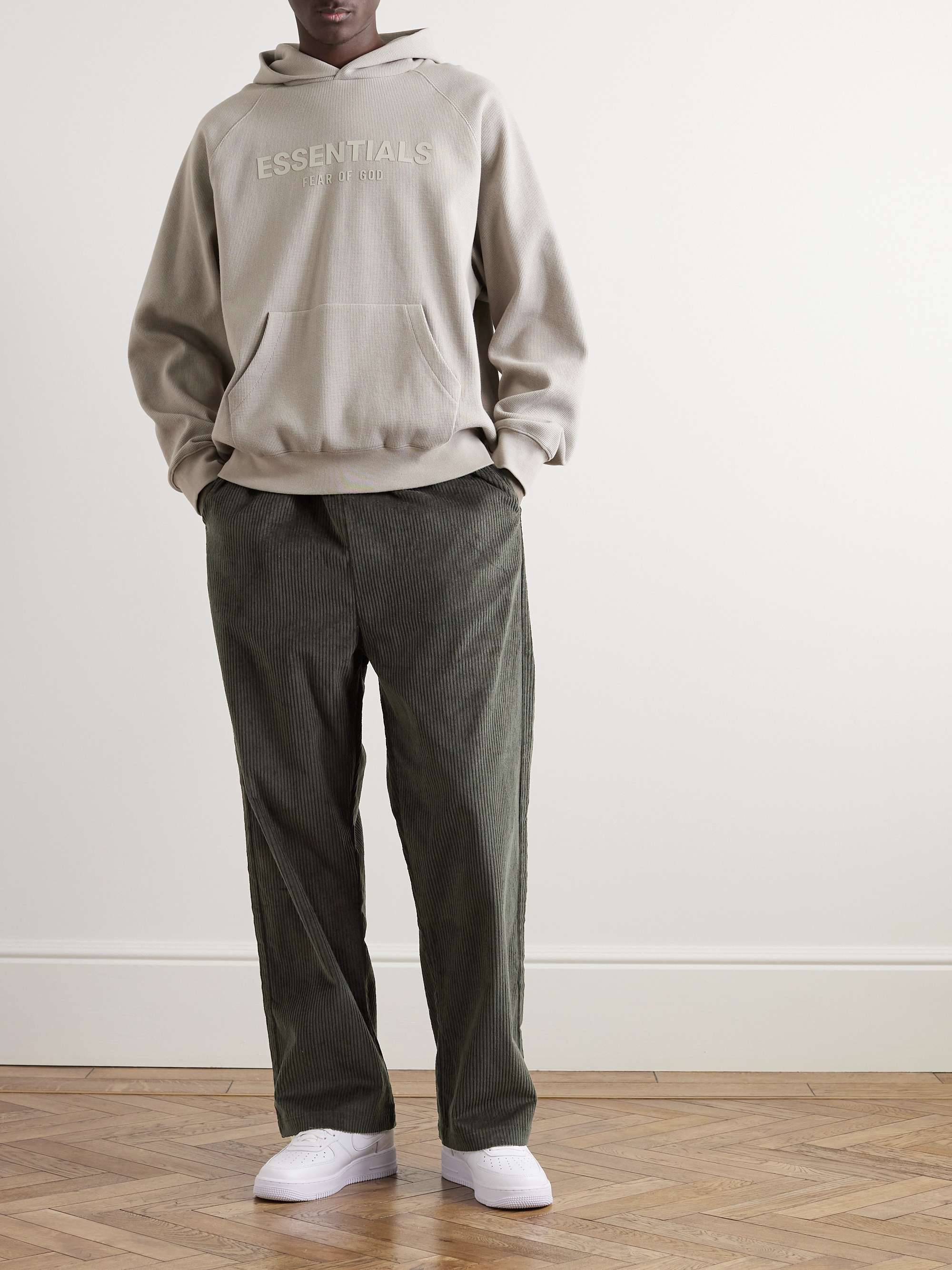 FEAR OF GOD ESSENTIALS Logo-Appliquéd Cotton-Corduroy Drawstring Trousers  for Men | MR PORTER