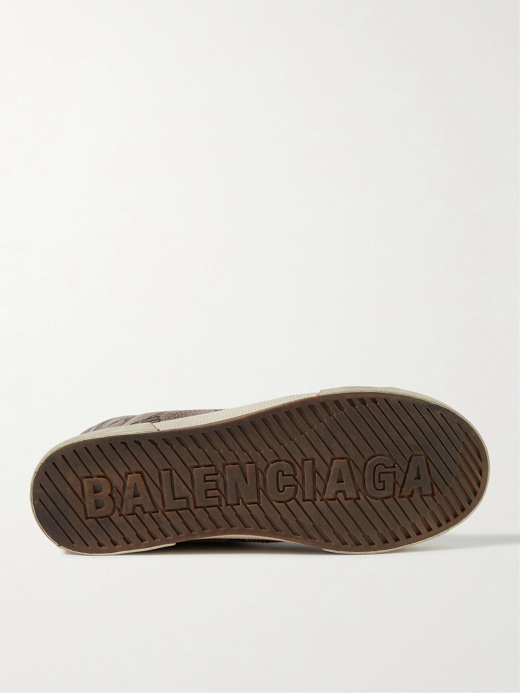 BALENCIAGA Paris Distressed Logo-Embroidered Canvas High-Top Sneakers | MR  PORTER