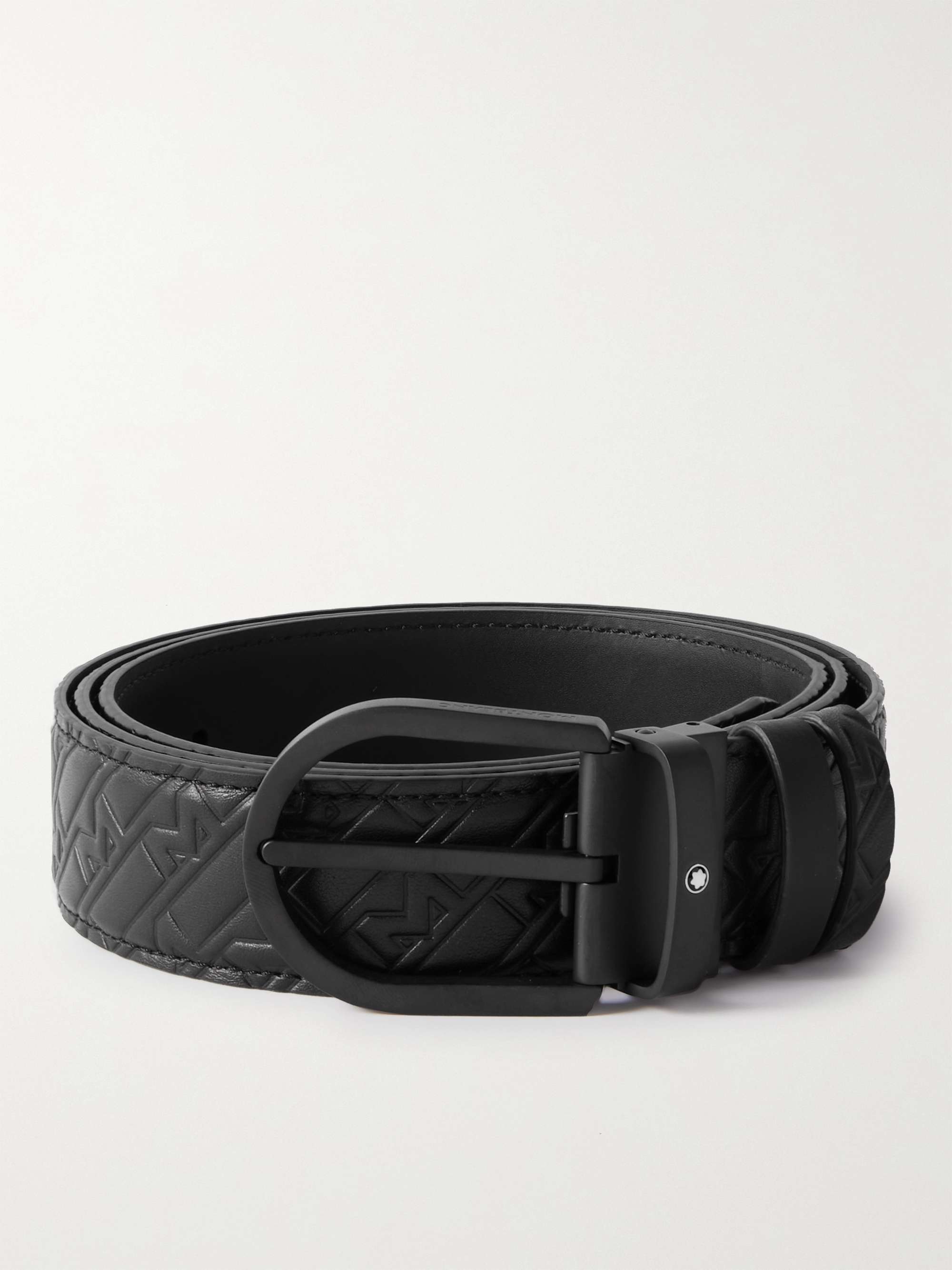 MONTBLANC 3.5cm Logo-Embossed Leather Belt for Men | MR PORTER
