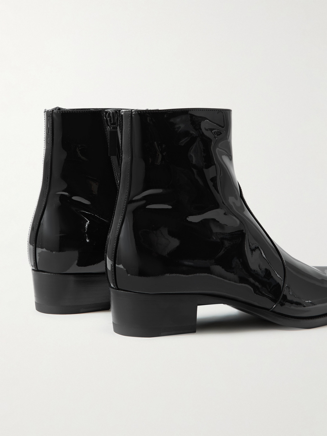 SAINT LAURENT - Wyatt Patent-Leather Chelsea Boots - Black Saint