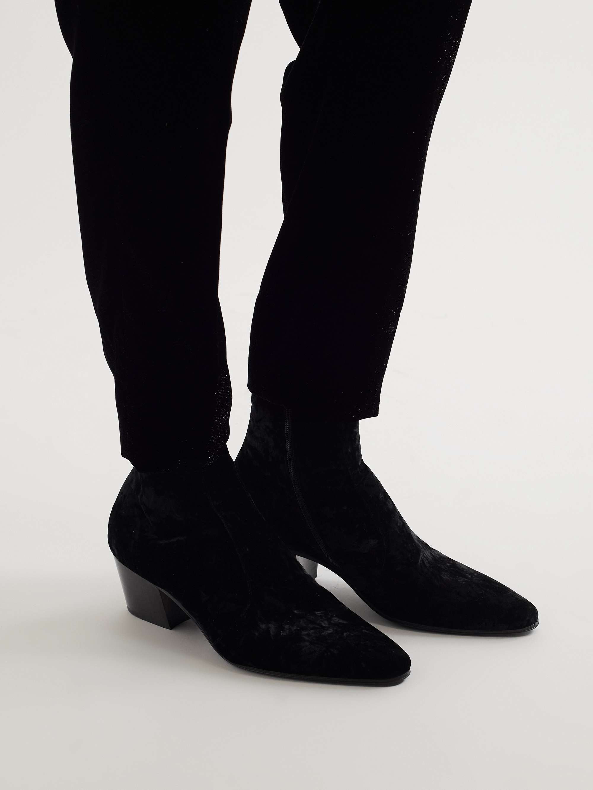 SAINT LAURENT Velvet Ankle Boots for Men | MR PORTER