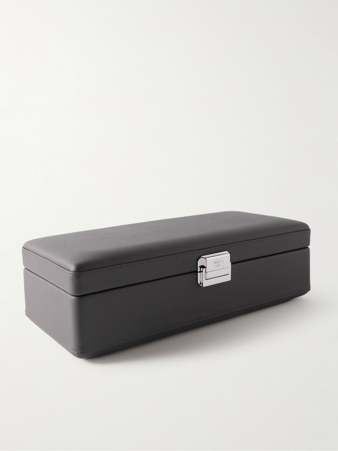 Shop Scatola Del Tempo Valigetta 4 Full-grain Leather Watch Box In Gray