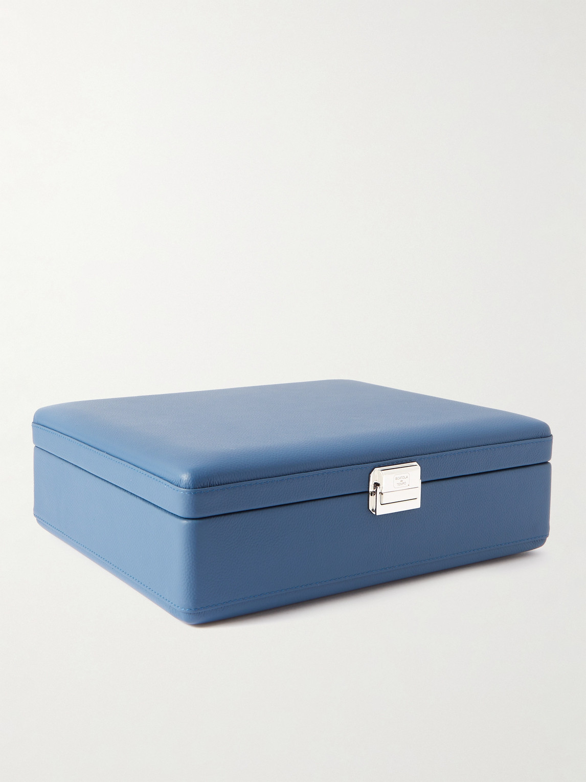 Shop Scatola Del Tempo Valigetta 8 Full-grain Leather Watch Box In Blue