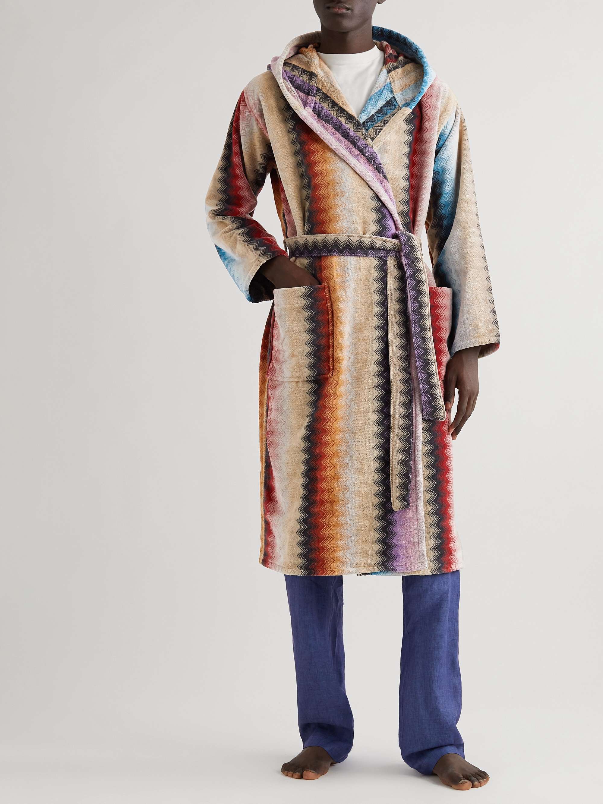 MISSONI HOME Byron Cotton-Terry Jacquard Hooded Robe for Men | MR PORTER