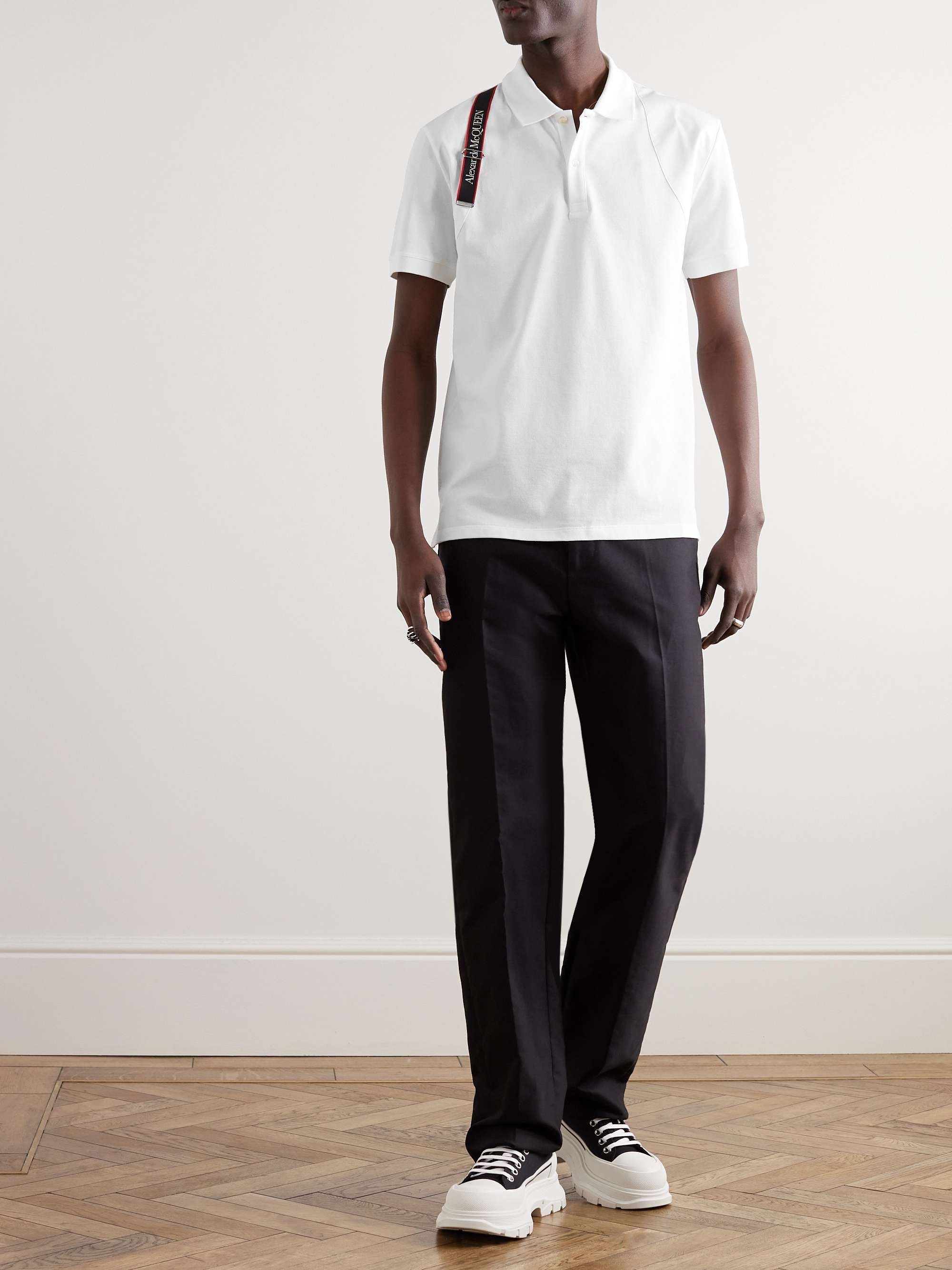 ALEXANDER MCQUEEN Harness-Detailed Cotton-Piqué Polo Shirt for Men | MR  PORTER
