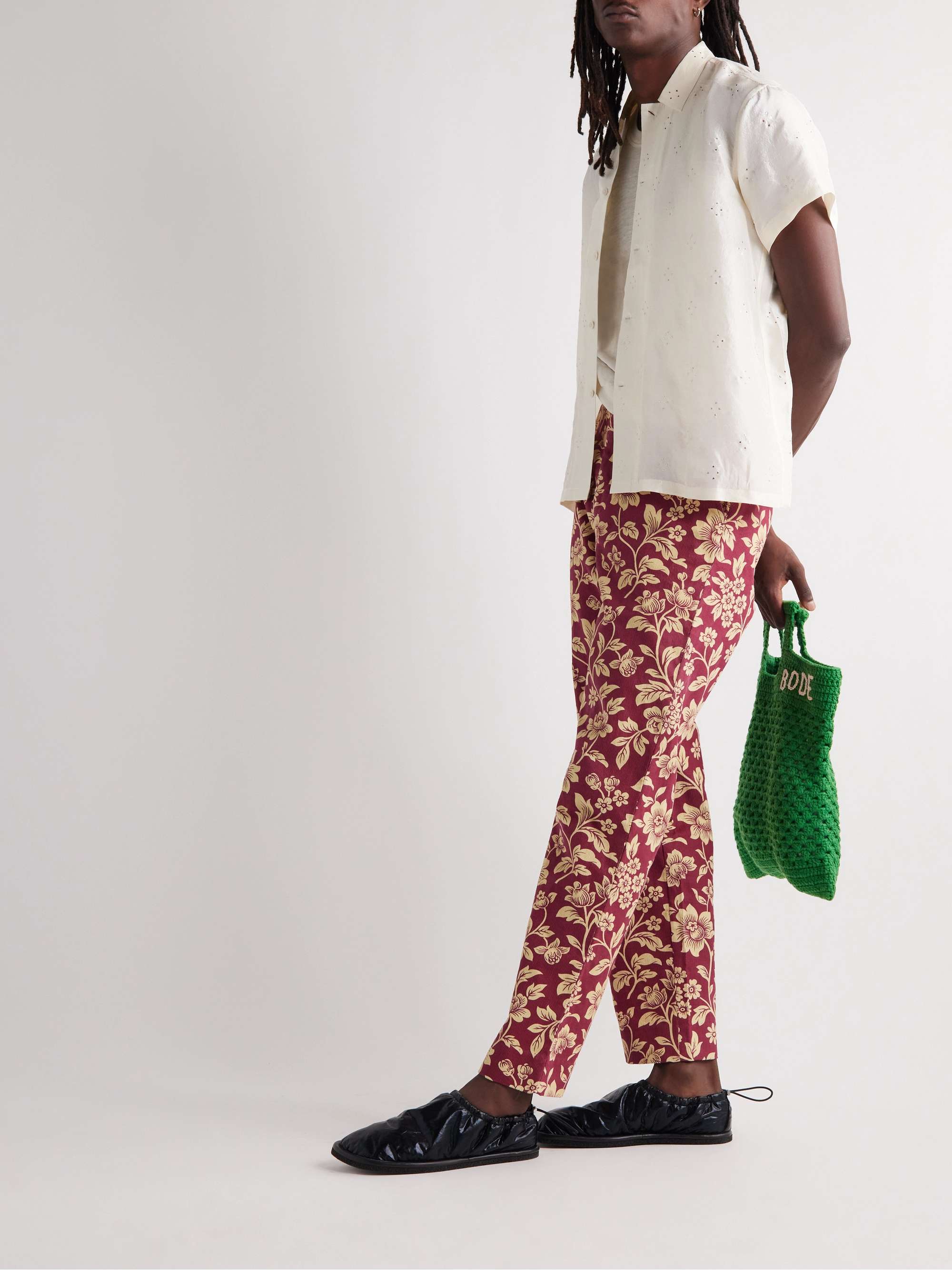 BODE Straight-Leg Floral-Print Cotton-Corduroy Trousers for Men | MR PORTER