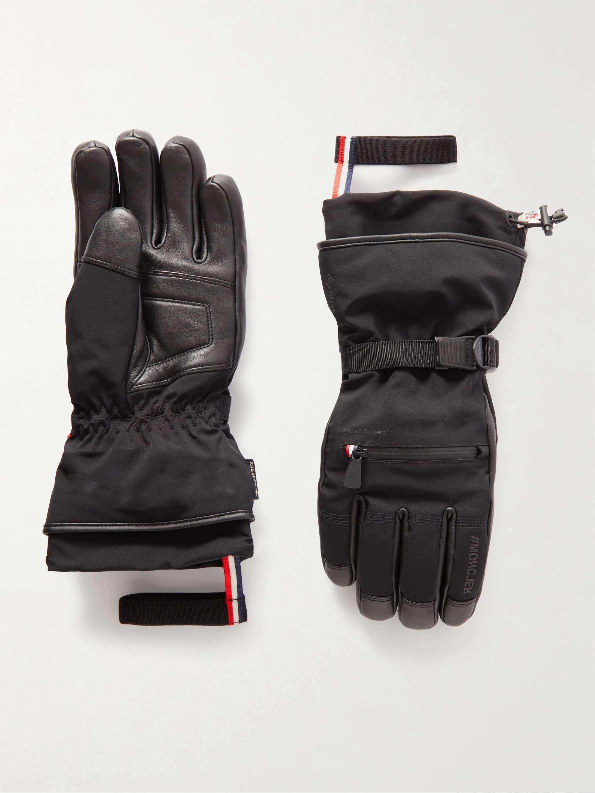 MONCLER GRENOBLE Logo-Appliquéd Leather-Trimmed Ski Gloves | MR PORTER