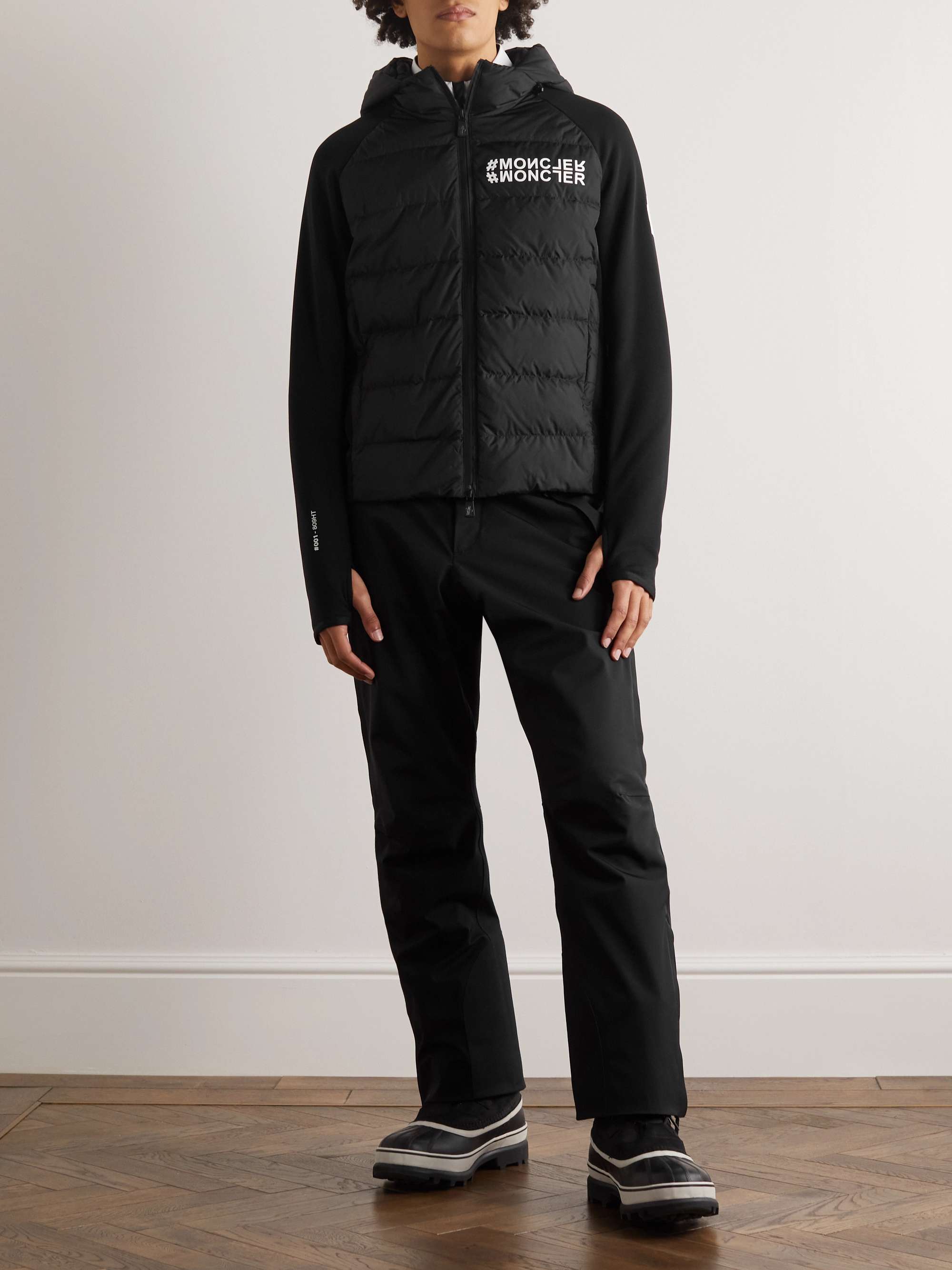 MONCLER GRENOBLE Logo-Print Quilted Shell and Jersey Hooded Down Ski Jacket  | MR PORTER