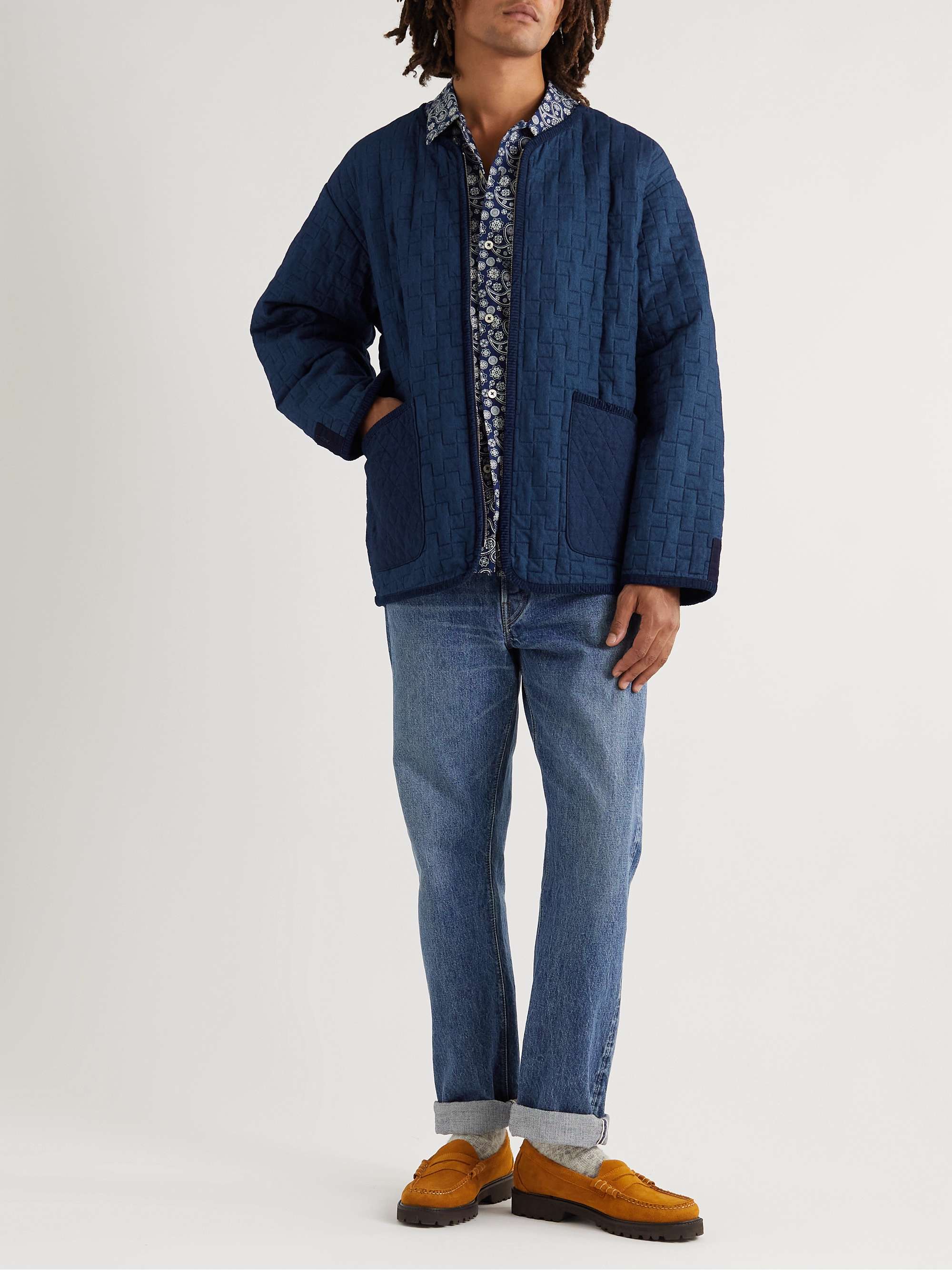 BLUE BLUE JAPAN Indigo-Dyed Quilted Padded Cotton Jacket | MR PORTER