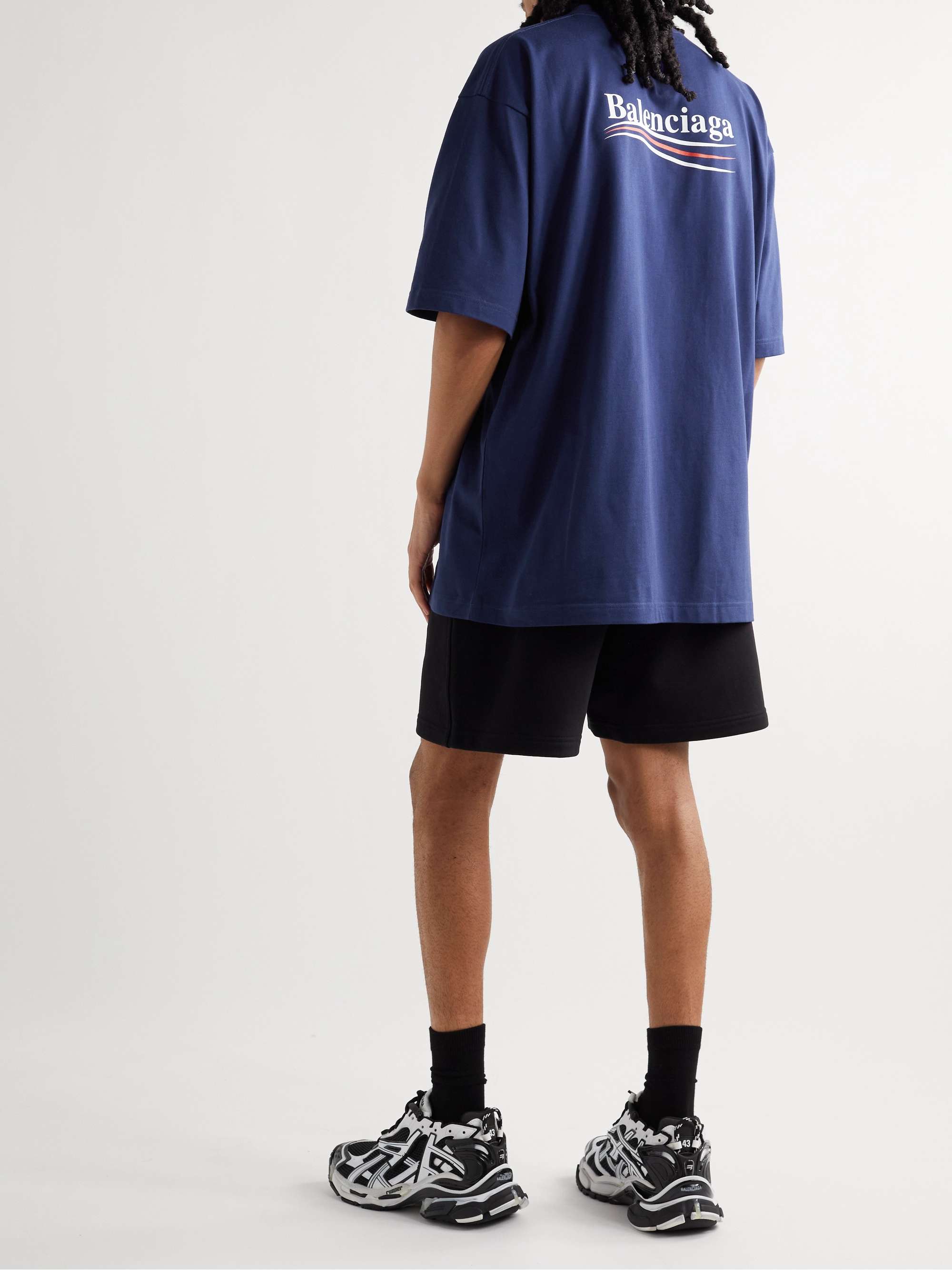 BALENCIAGA Oversized Logo-Print Cotton-Jersey T-Shirt for Men | MR