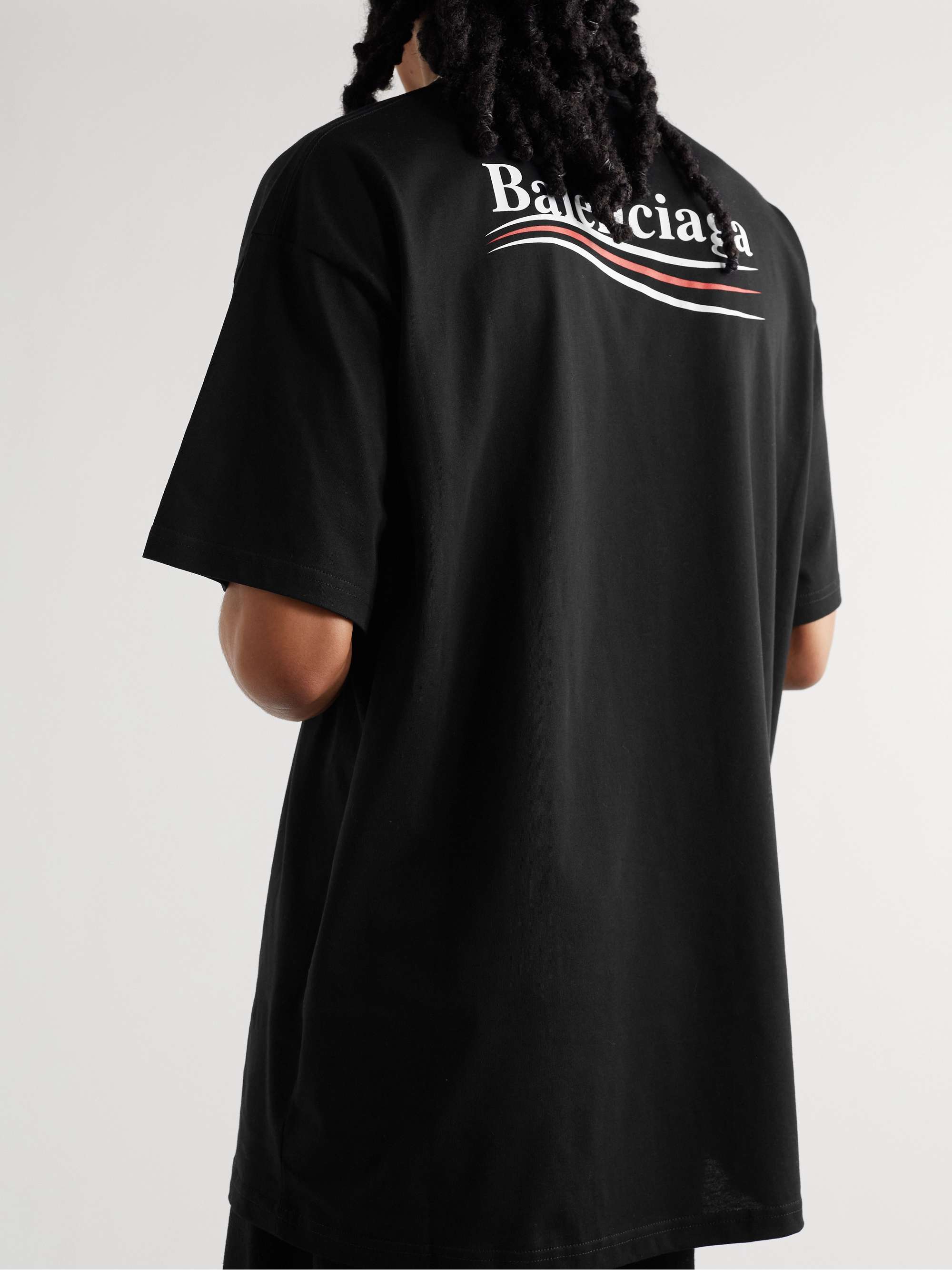 BALENCIAGA Oversized Logo-Print Cotton-Jersey T-Shirt | MR PORTER