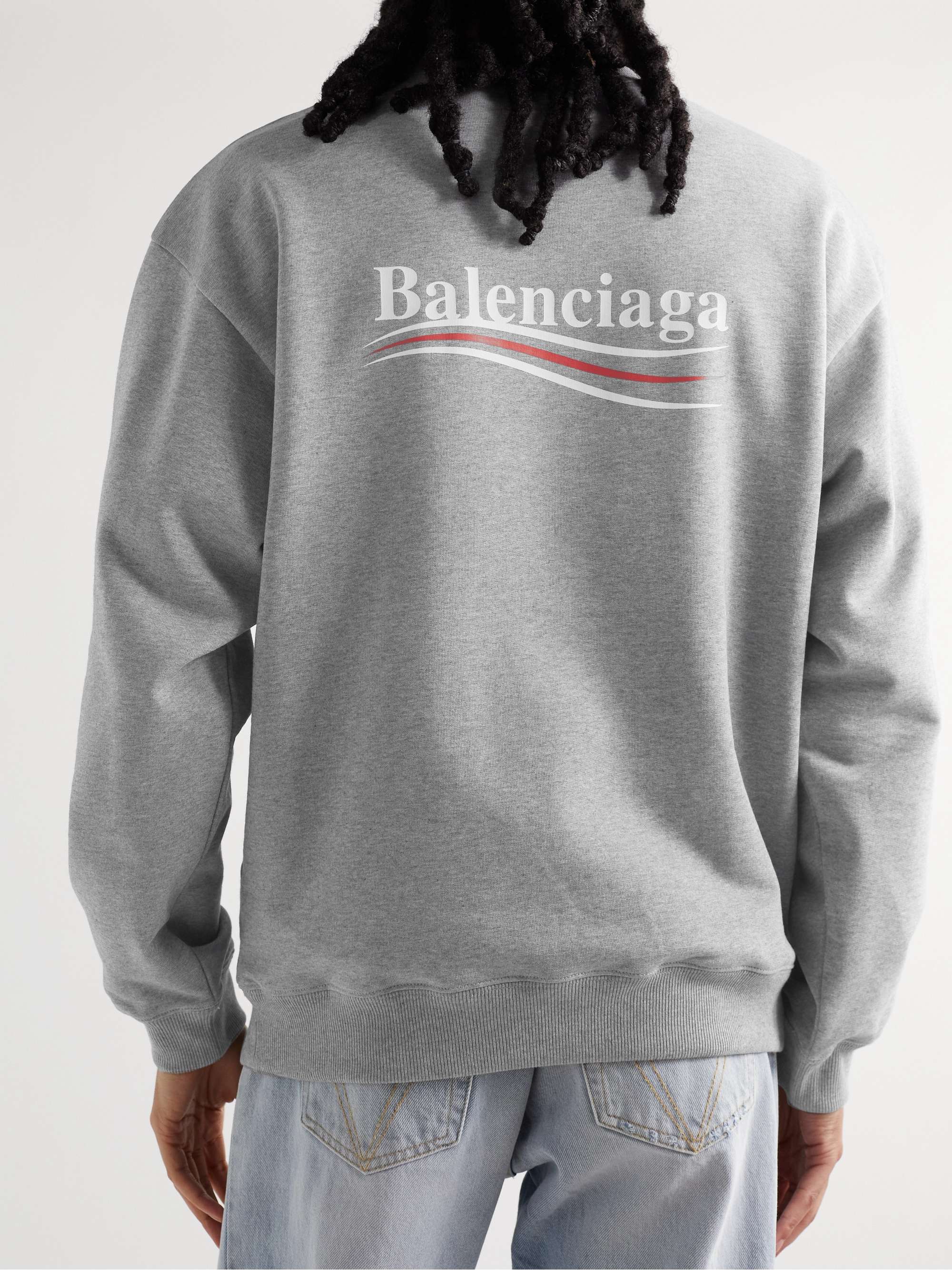 BALENCIAGA Logo-Print Cotton-Jersey Sweatshirt | MR PORTER