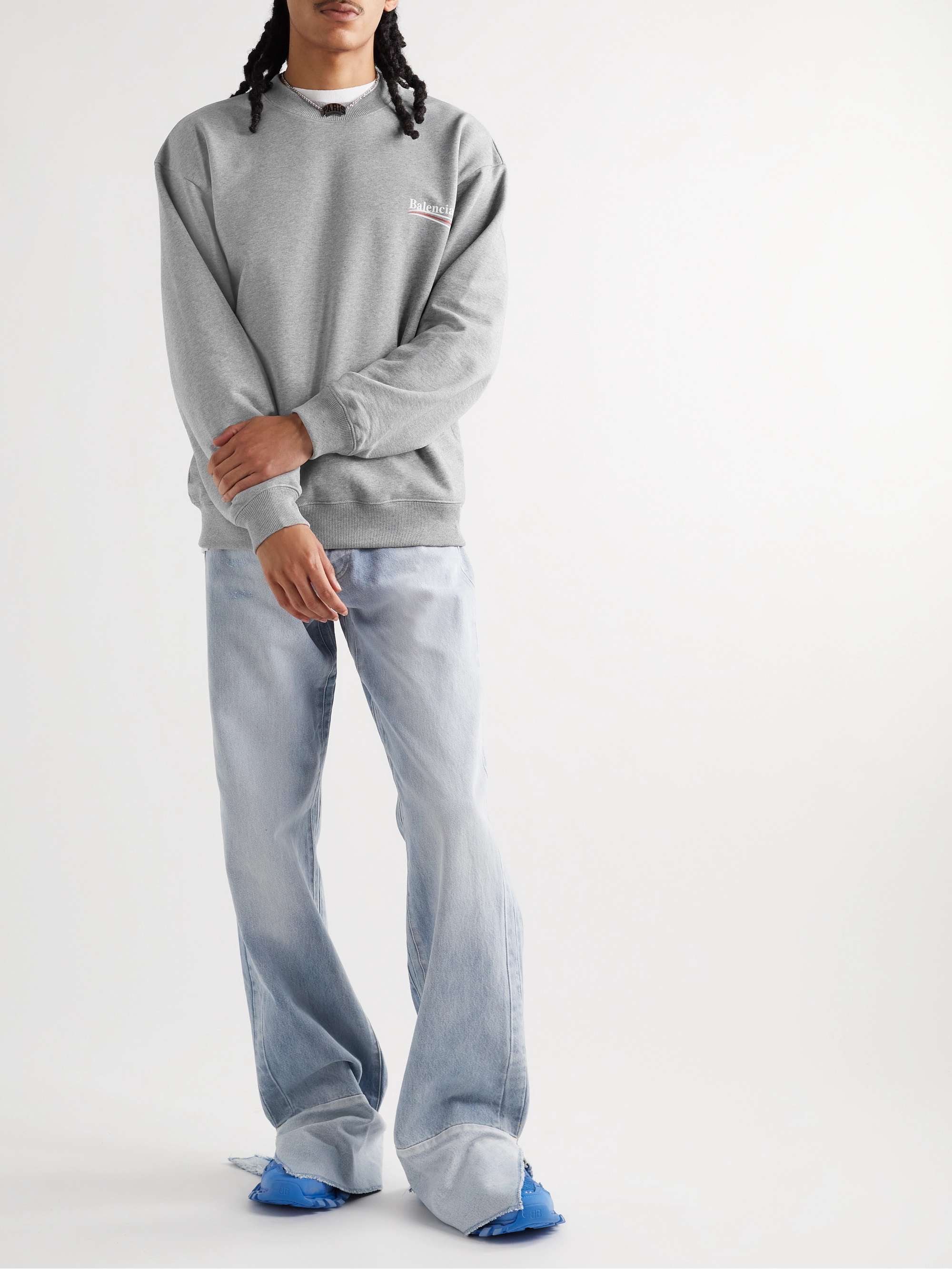 BALENCIAGA Logo-Print Cotton-Jersey Sweatshirt for Men | MR PORTER