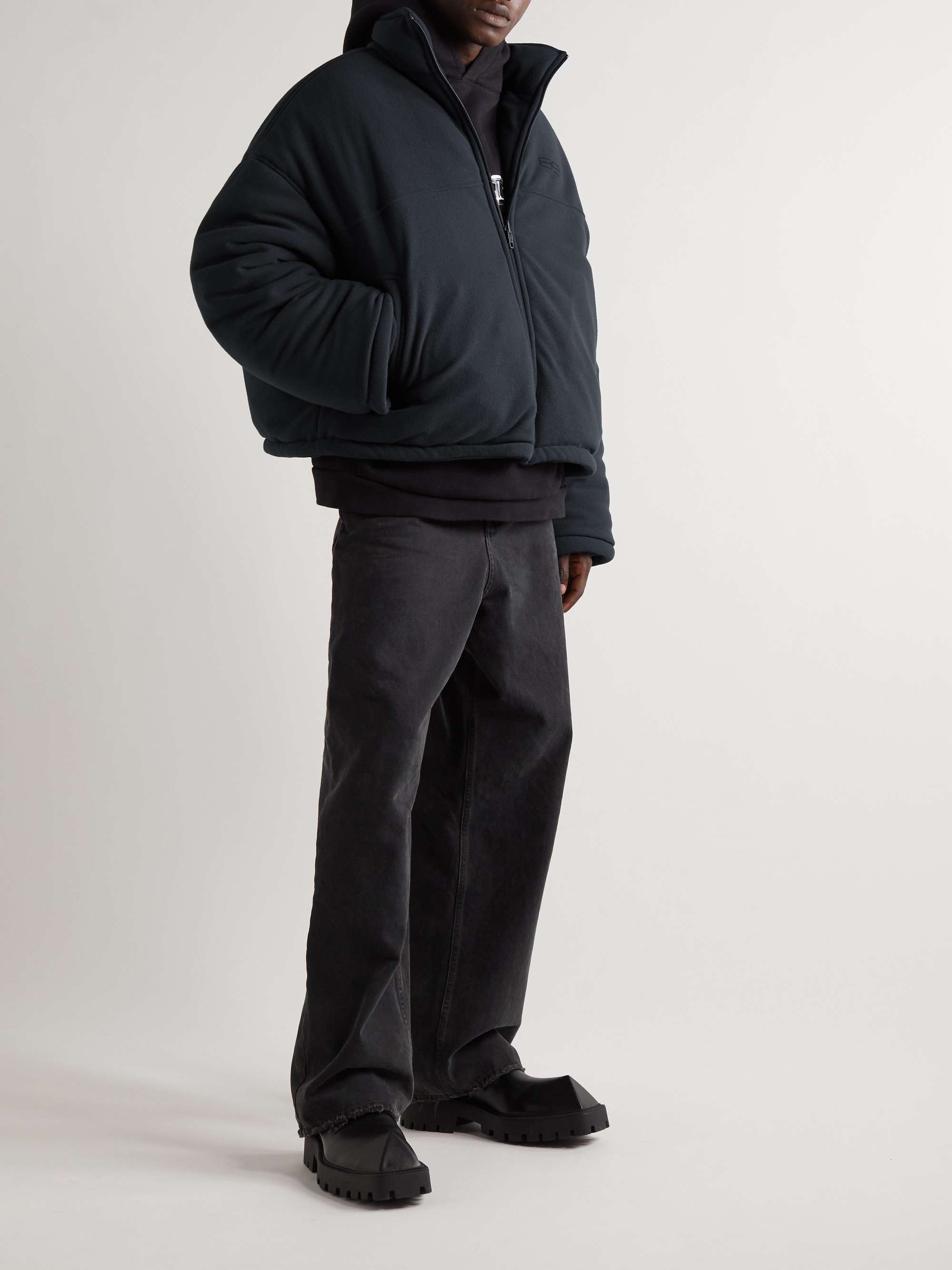 BALENCIAGA Oversized Reversible Logo-Print Padded Fleece Jacket | MR PORTER