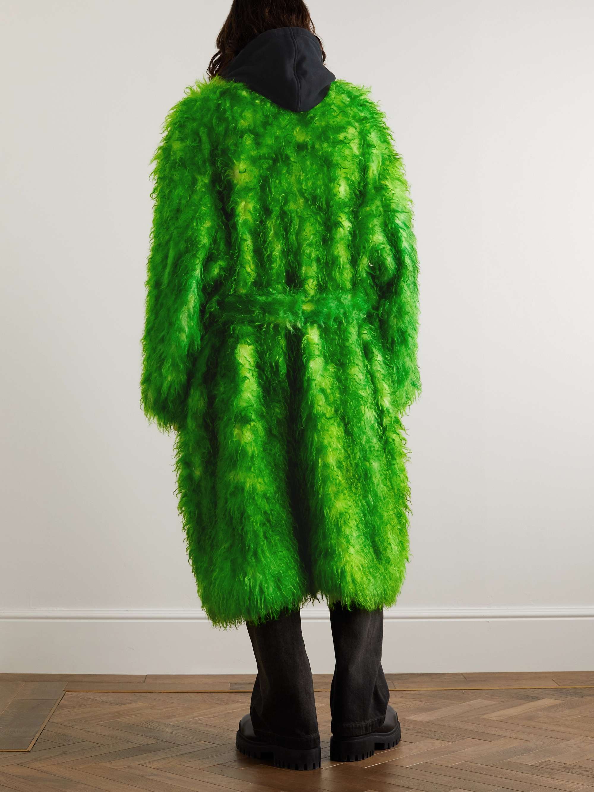 BALENCIAGA Oversized Jersey-Trimmed Mohair and Cotton-Blend Faux Fur Coat |  MR PORTER