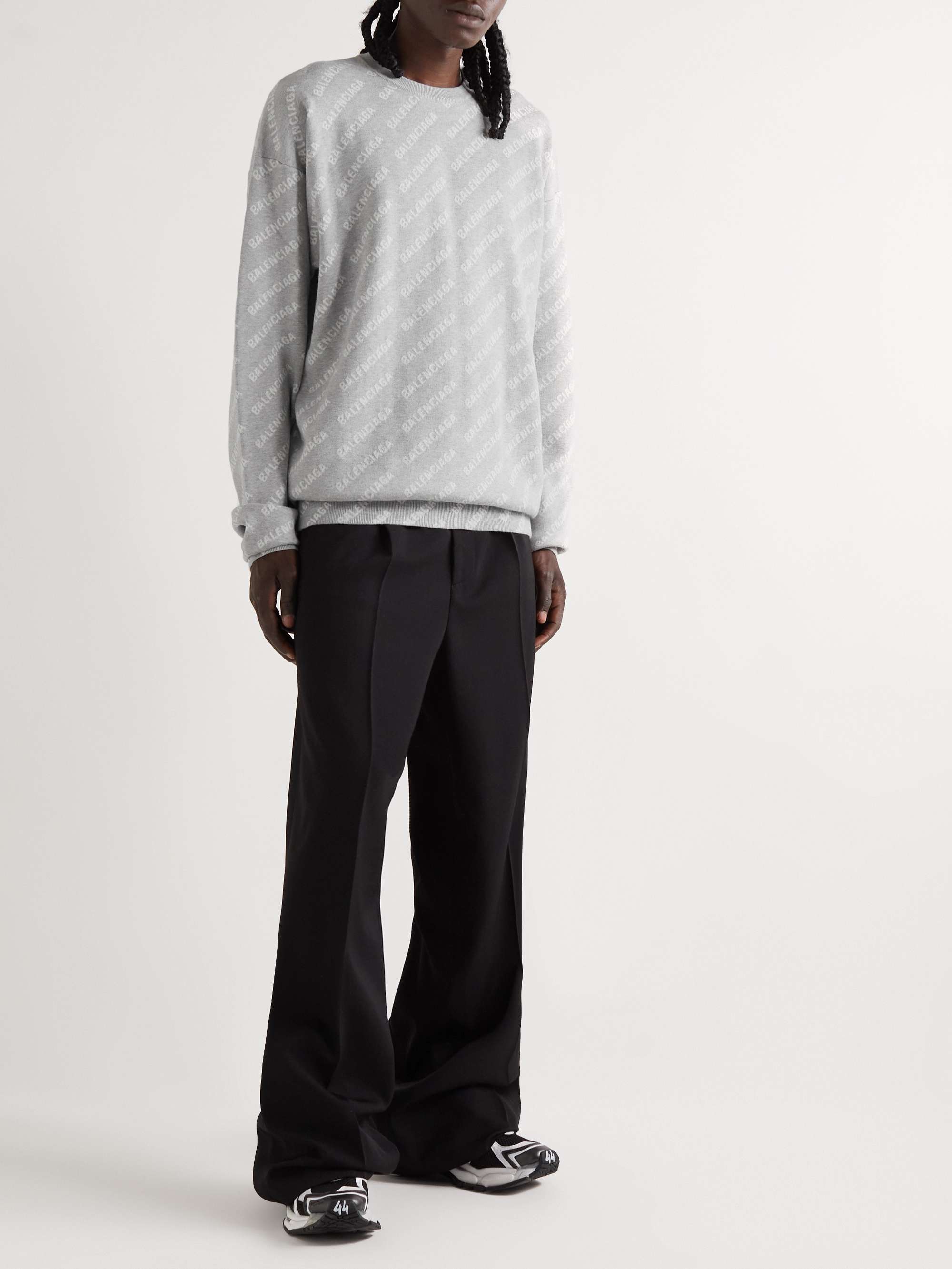 BALENCIAGA Logo-Jacquard Knitted Sweater for Men | MR PORTER